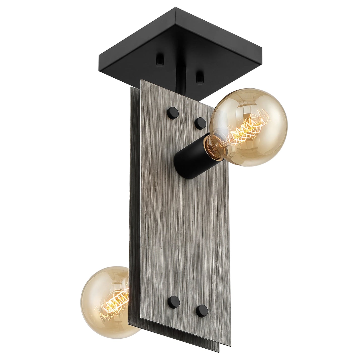 Stella - 2 Light Semi-Flush with Driftwood - Black Accents Finish
