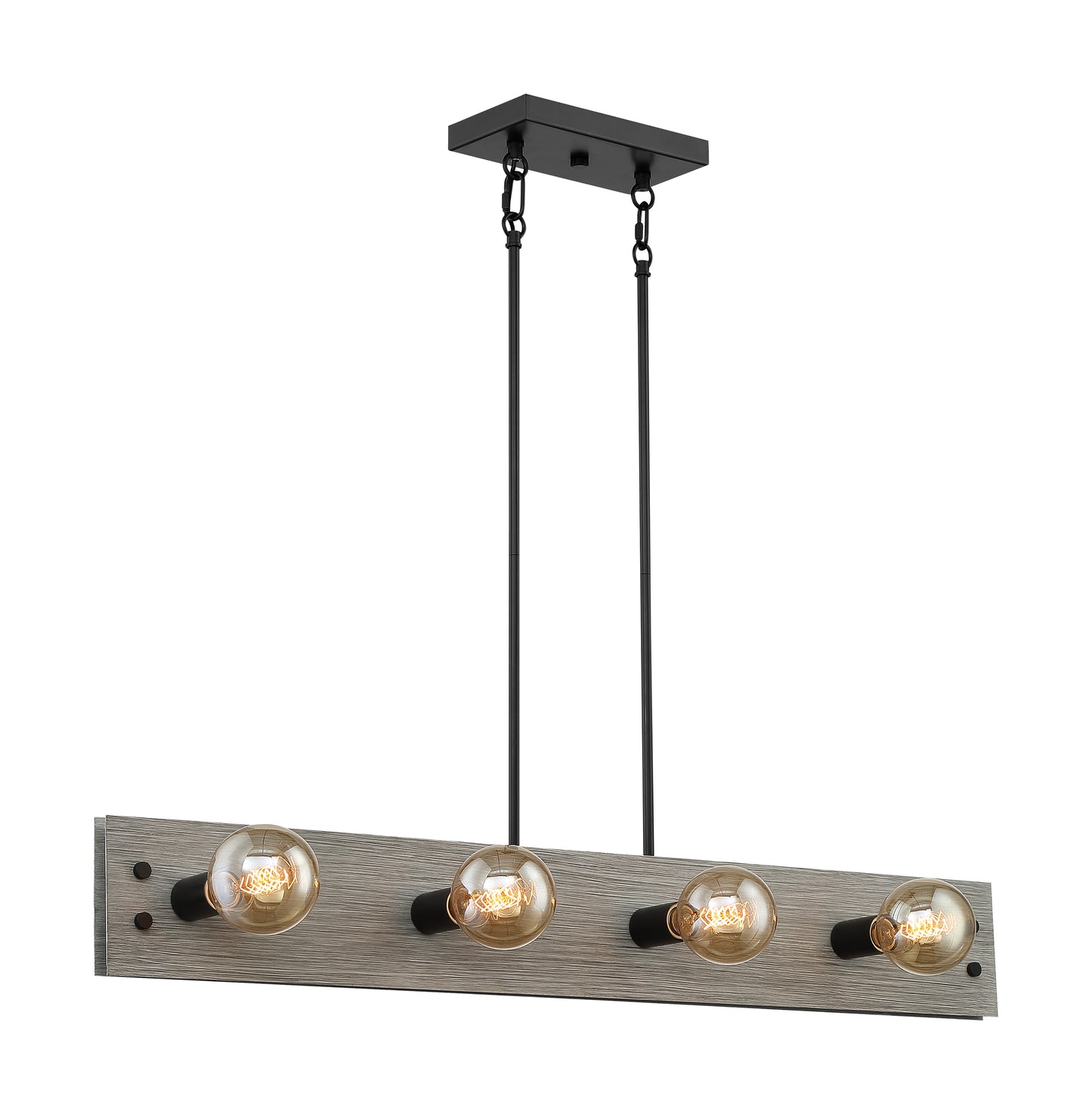 Stella - 8 Light Island Pendant with Driftwood - Black Accents Finish