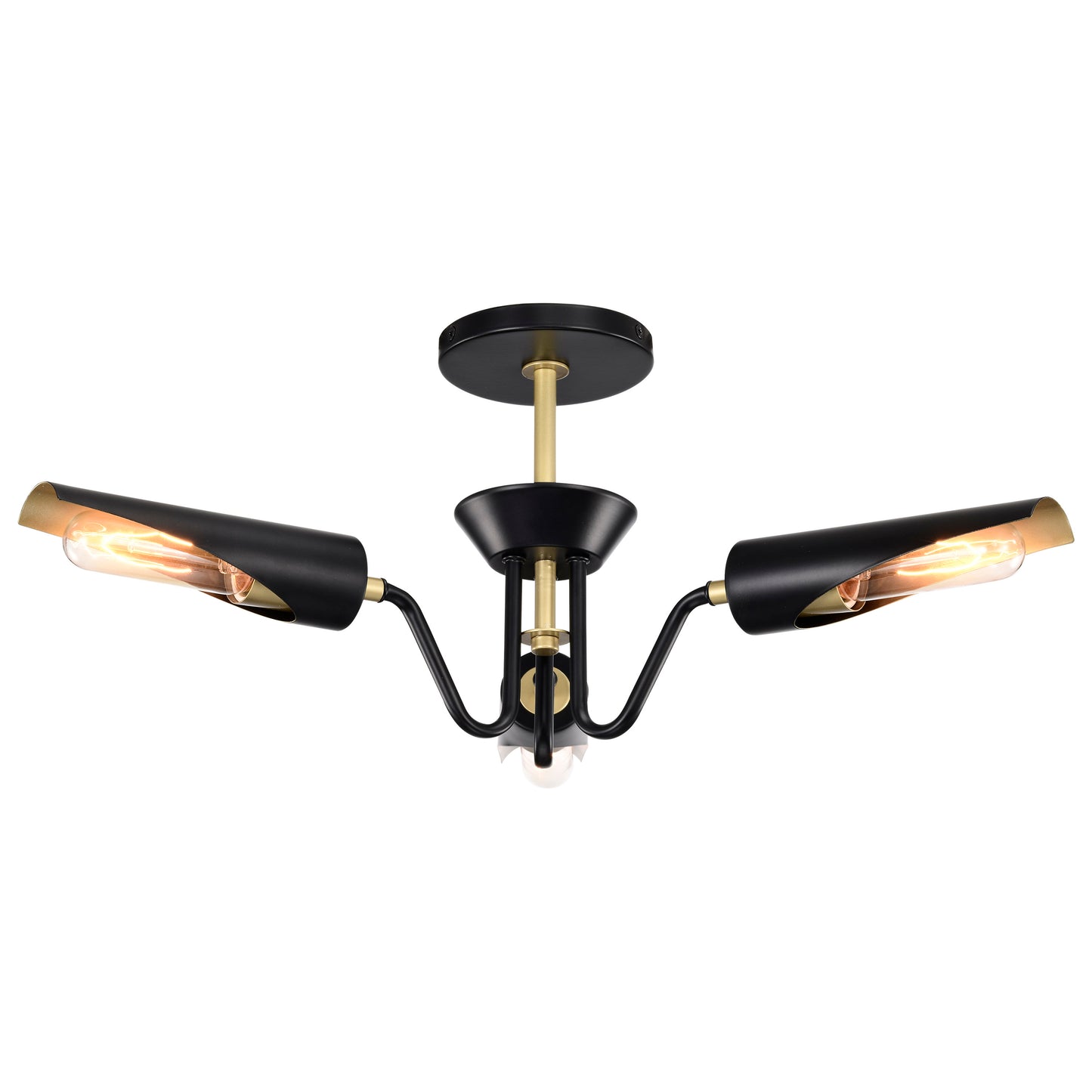 Marc 3 Light Dinette - Matte Black Finish - Gold Accents