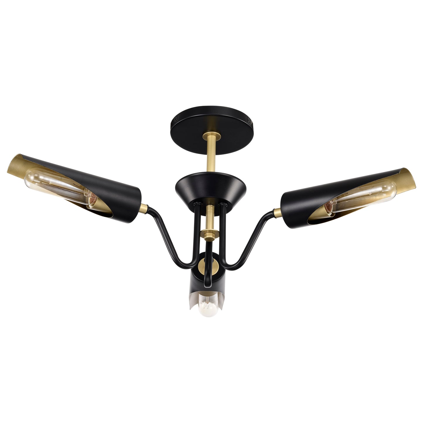 Marc 3 Light Dinette - Matte Black Finish - Gold Accents