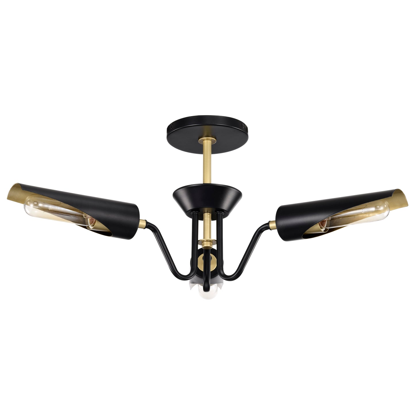 Marc 3 Light Dinette - Matte Black Finish - Gold Accents