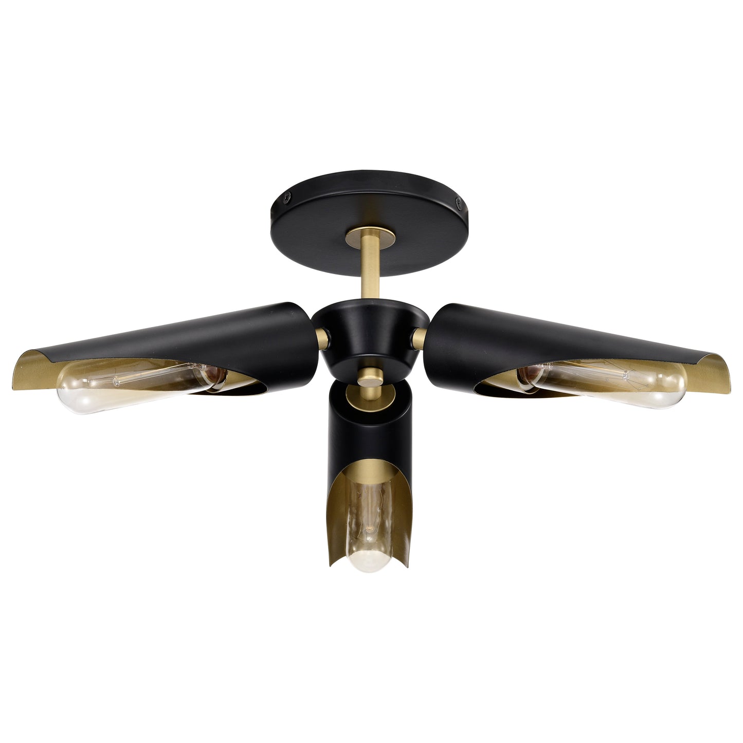 Marc 3 Light Pendant - Matte Black Finish - Gold Accents