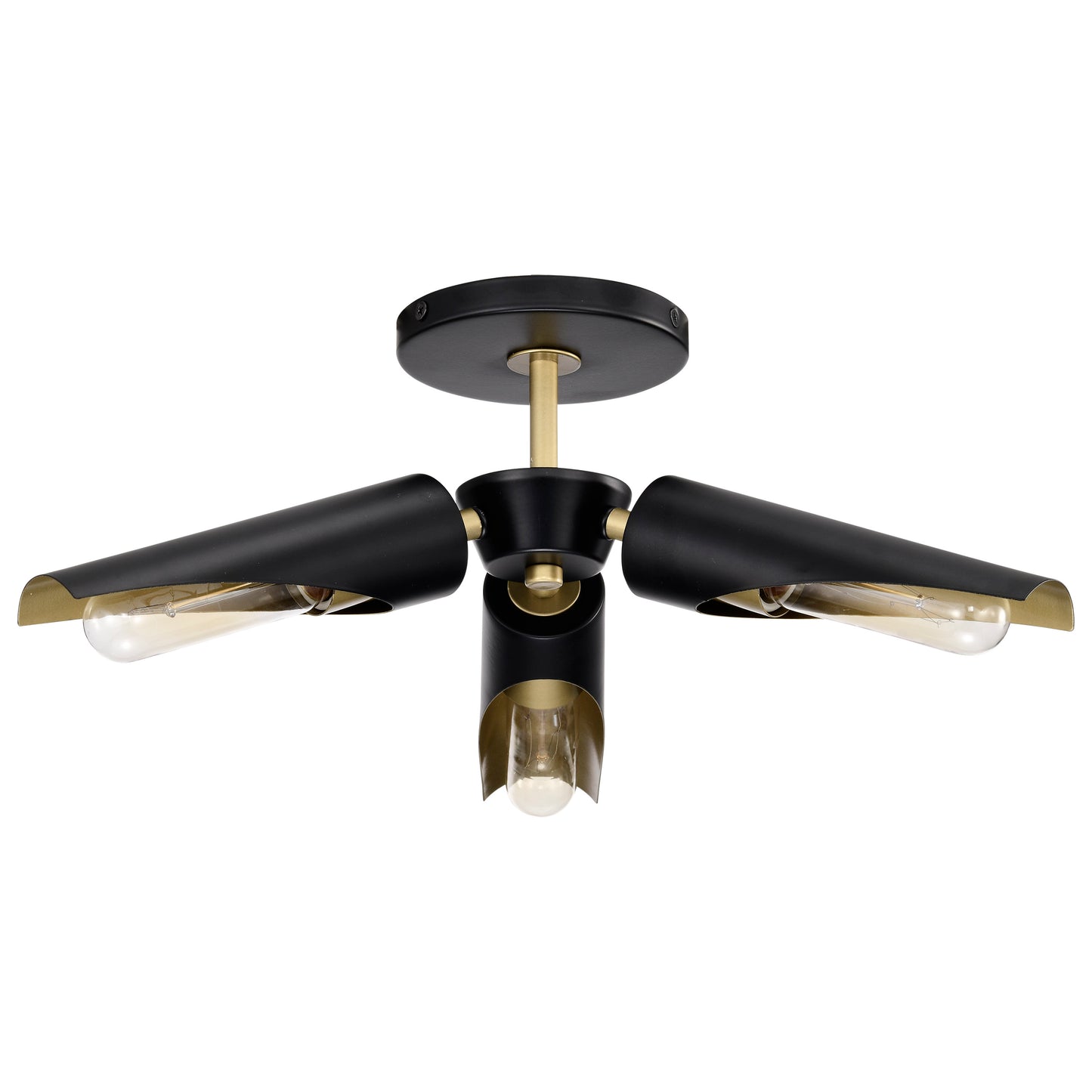 Marc 3 Light Pendant - Matte Black Finish - Gold Accents