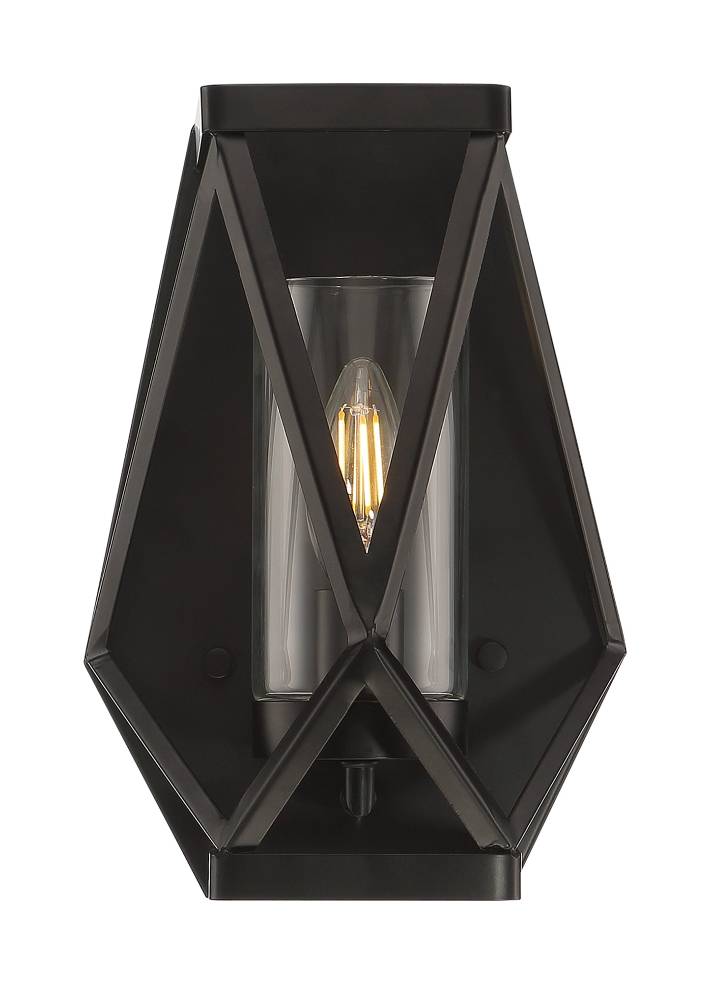Zemi - 1 Light Sconce with Clear Glass - Black Finish