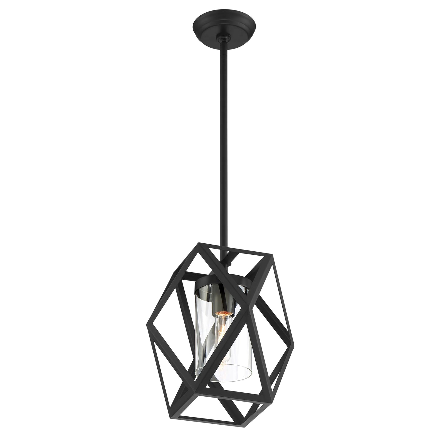 Zemi - 1 Light Mini Pendant with Clear Glass - Black Finish