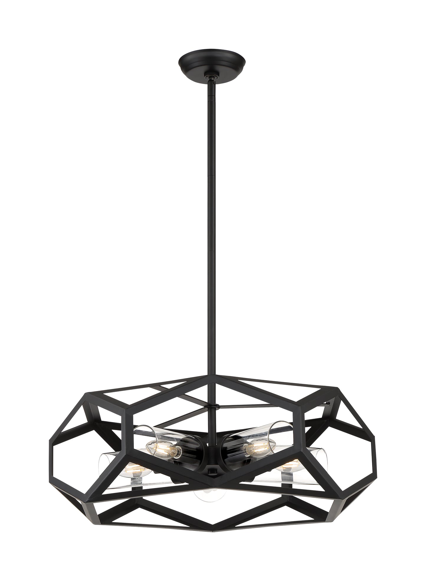 Zemi - 5 Light Chandelier with Clear Glass - Black Finish