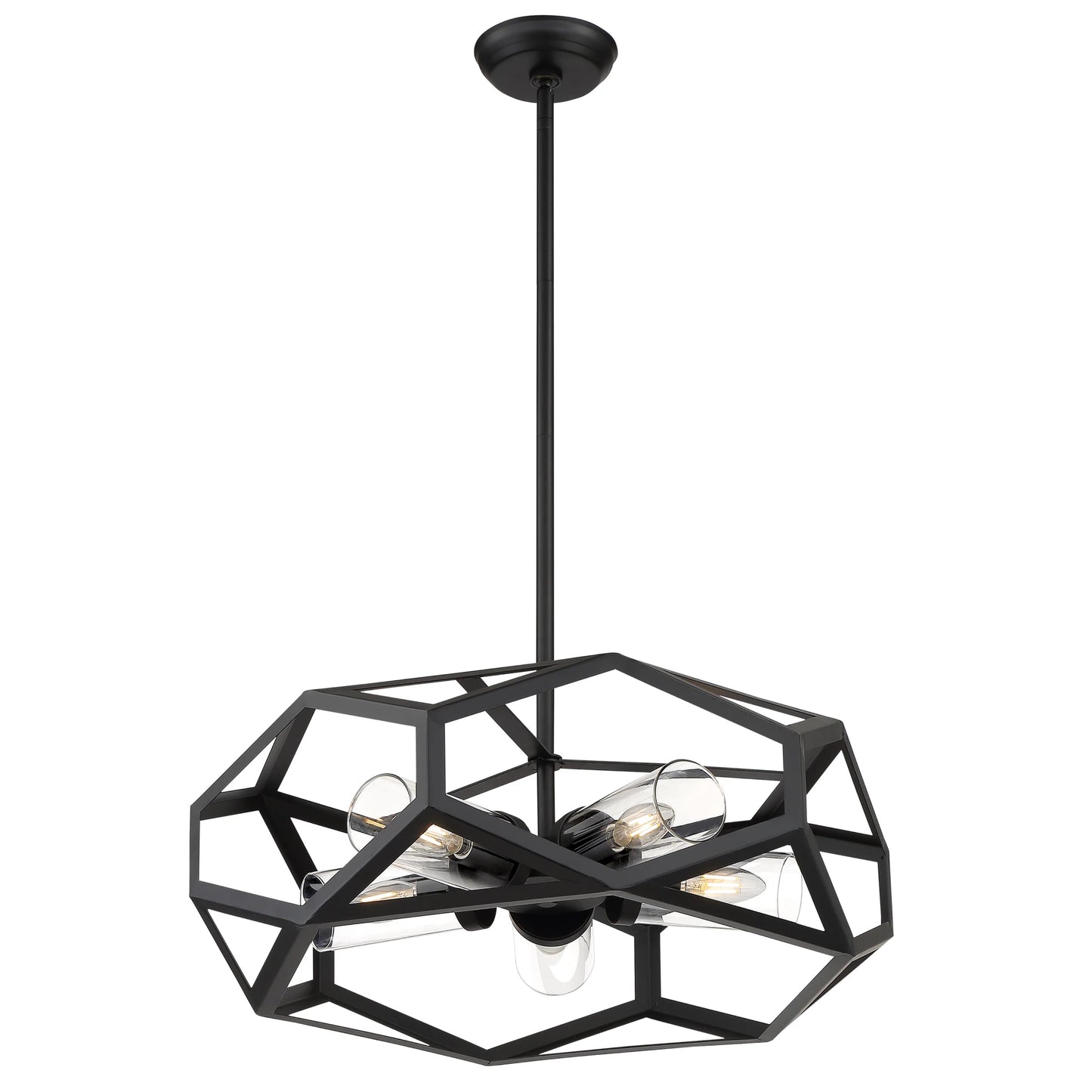 Zemi - 5 Light Chandelier with Clear Glass - Black Finish