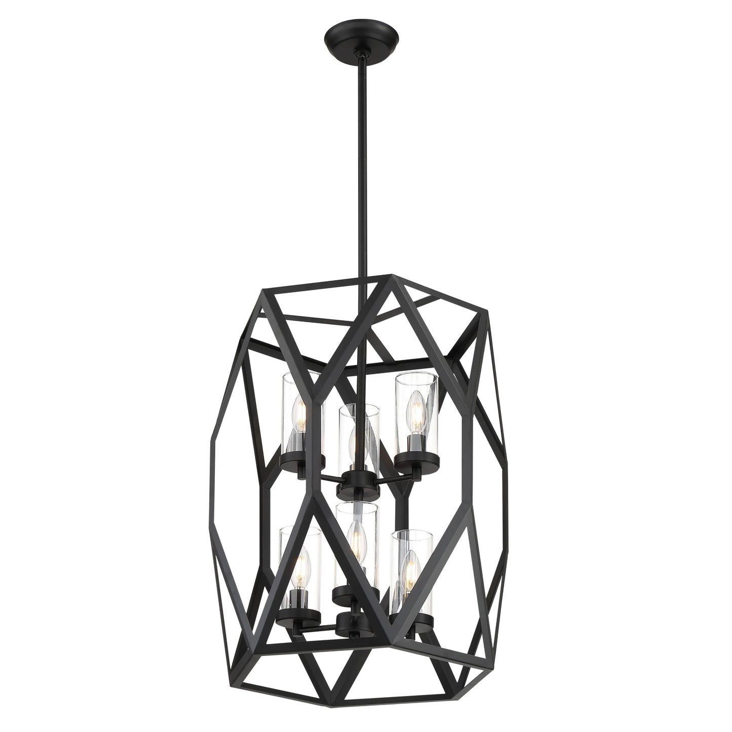 Zemi - 6 Light Pendant with Clear Glass - Black Finish