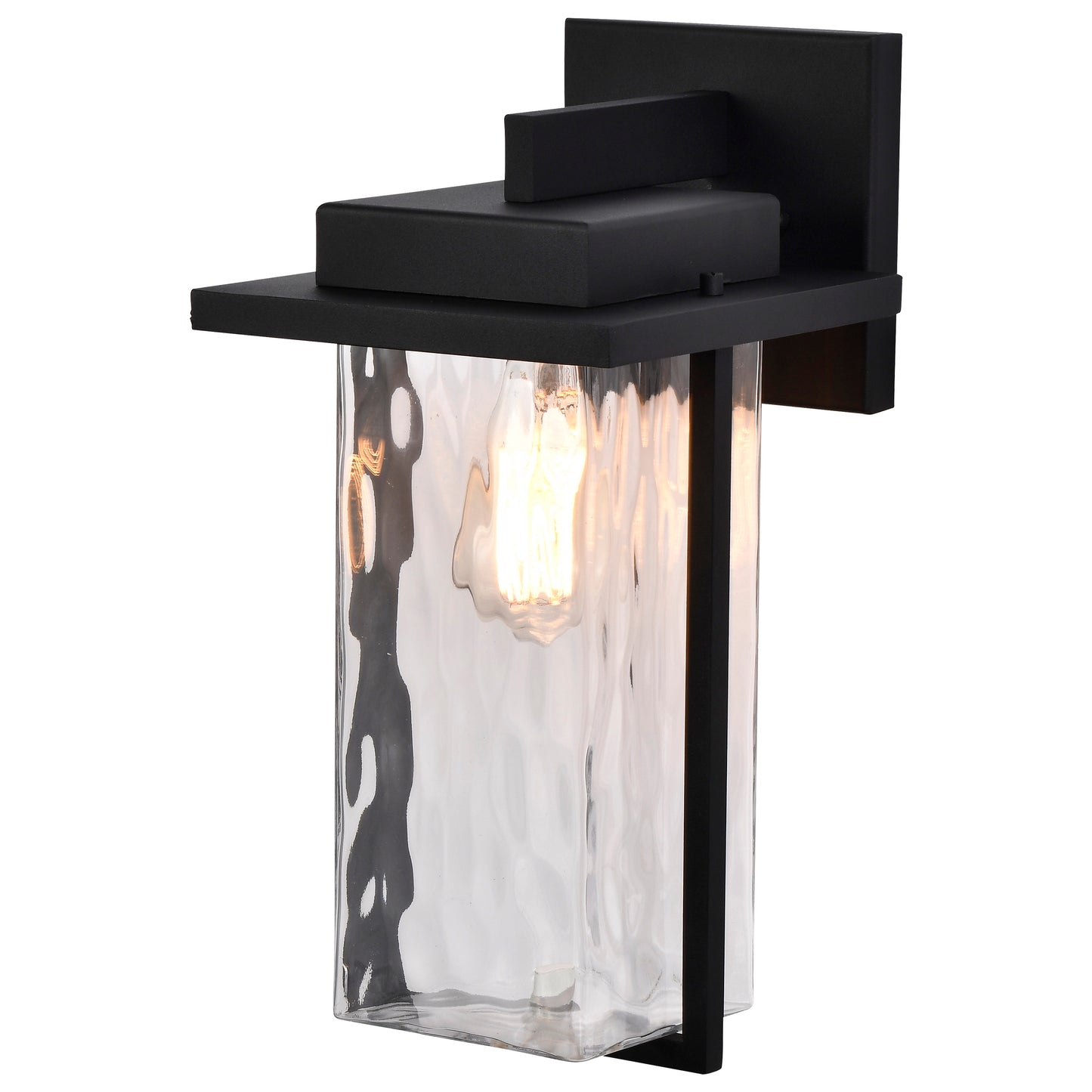 Vernal - 1 Light Large Outdoor Wall Lantern with Matte Black - Clear Water Glass