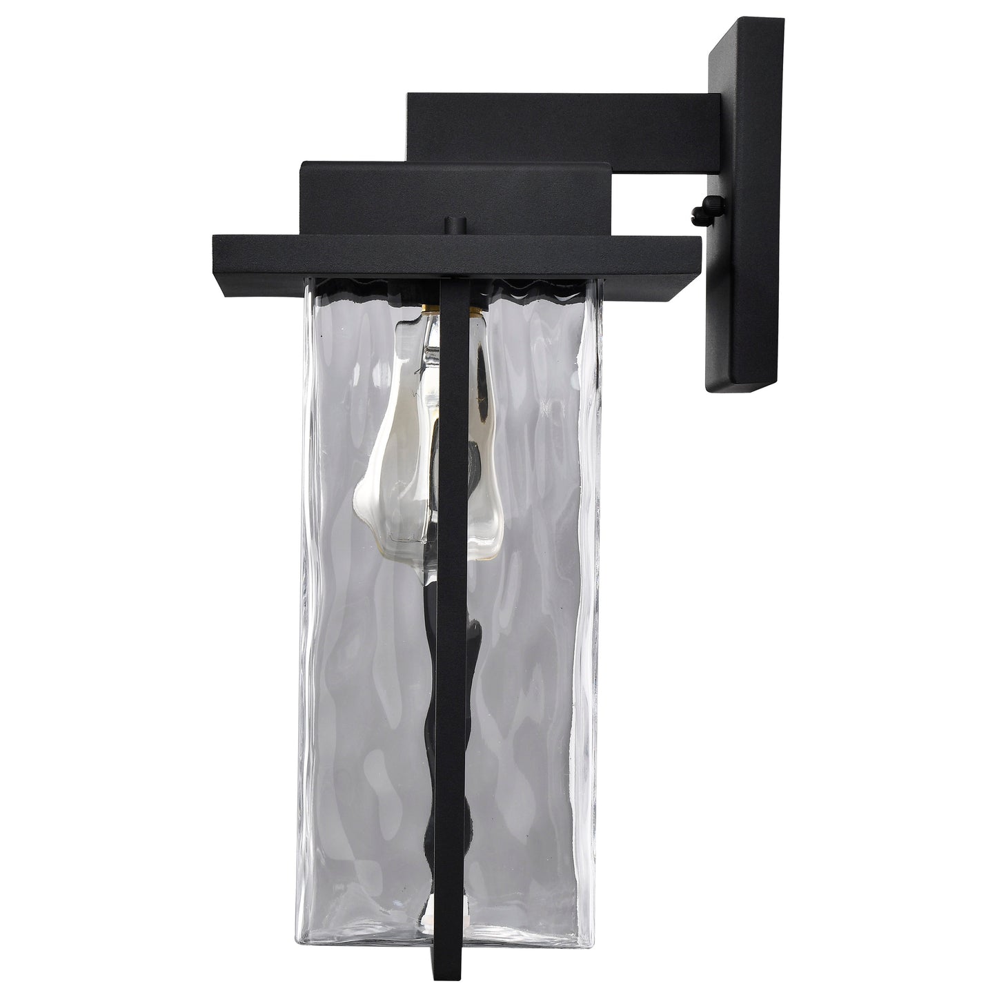 Vernal - 1 Light Large Outdoor Wall Lantern with Matte Black - Clear Water Glass