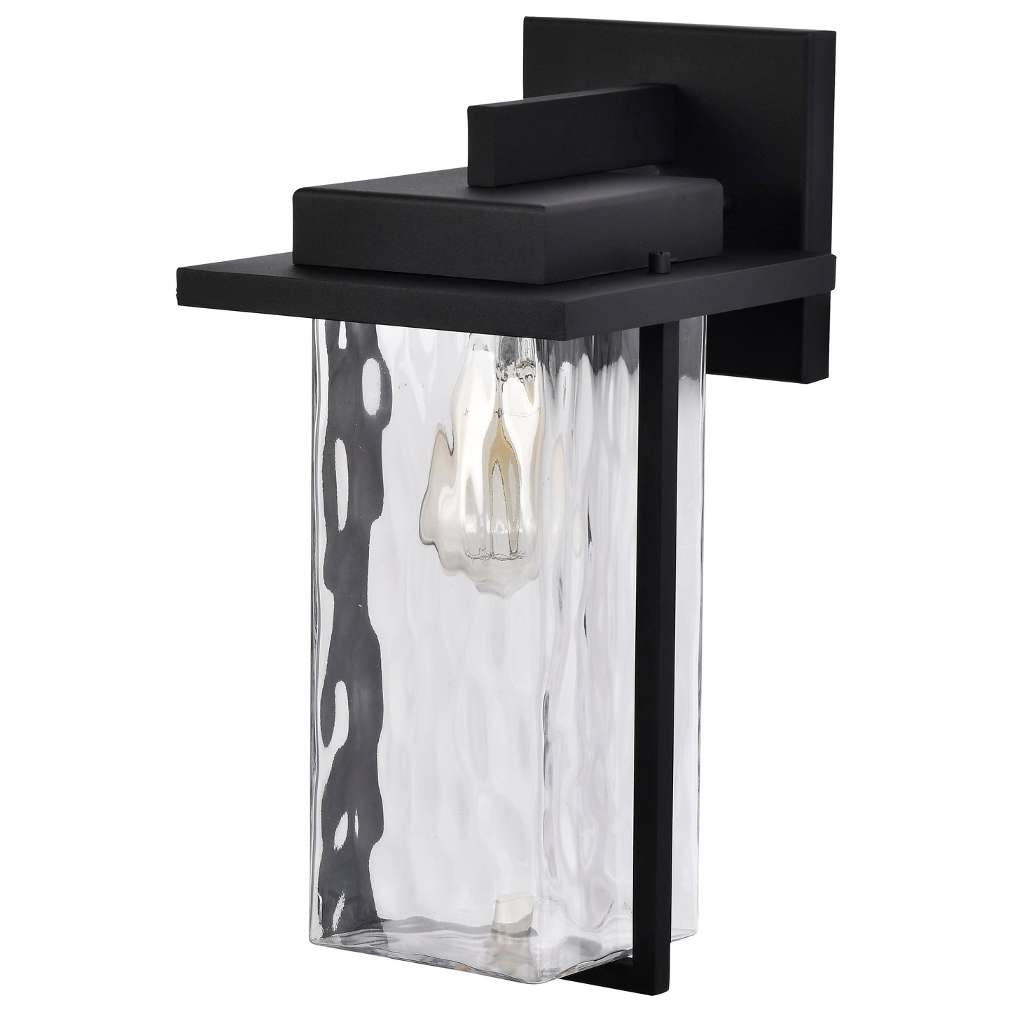Vernal - 1 Light Large Outdoor Wall Lantern with Matte Black - Clear Water Glass