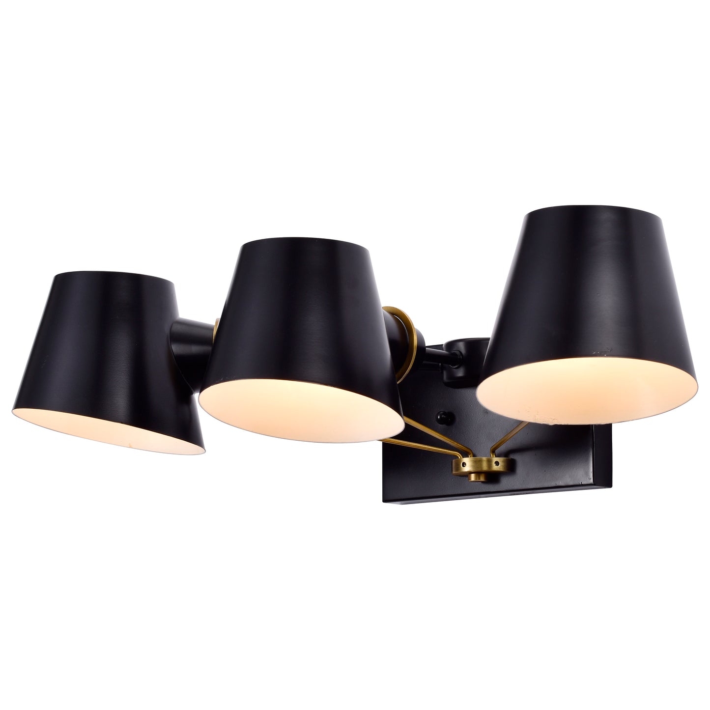 Baxter - 3 Light Vanity - Black with Burnished Brass