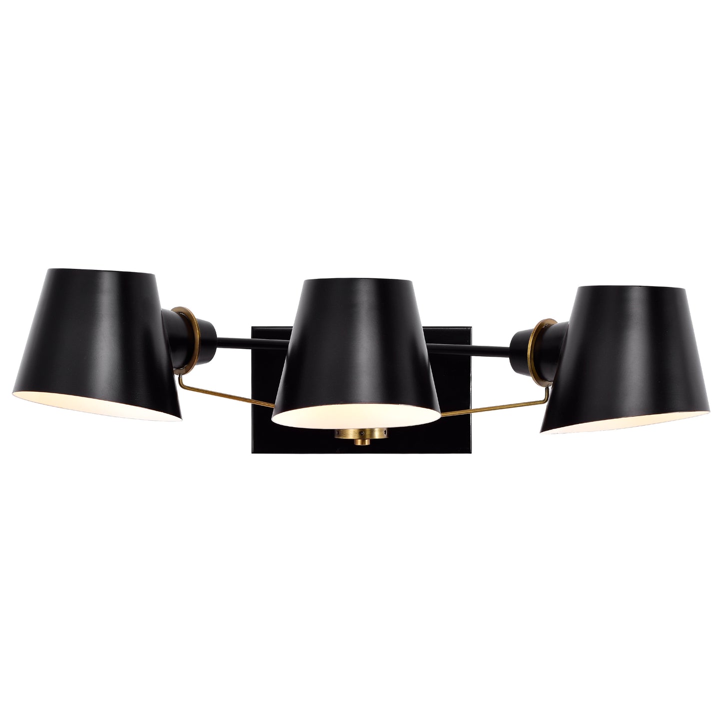 Baxter - 3 Light Vanity - Black with Burnished Brass