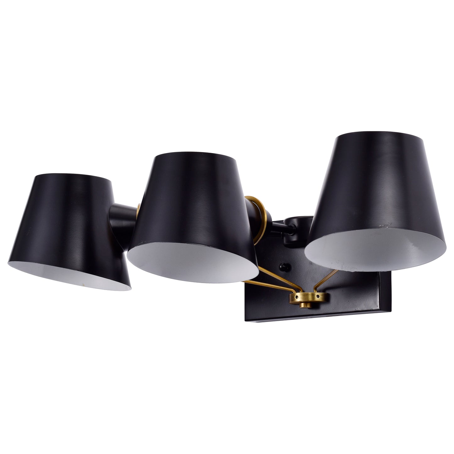 Baxter - 3 Light Vanity - Black with Burnished Brass