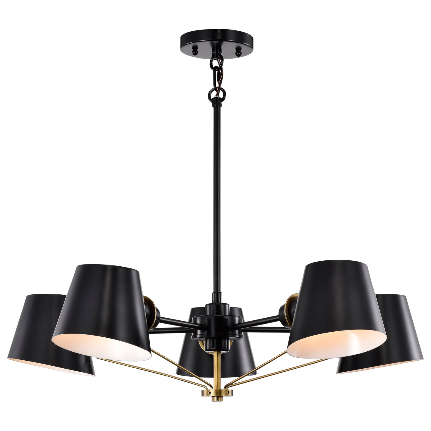 Baxter - 5 Light Chandelier - Black with Burnished Brass