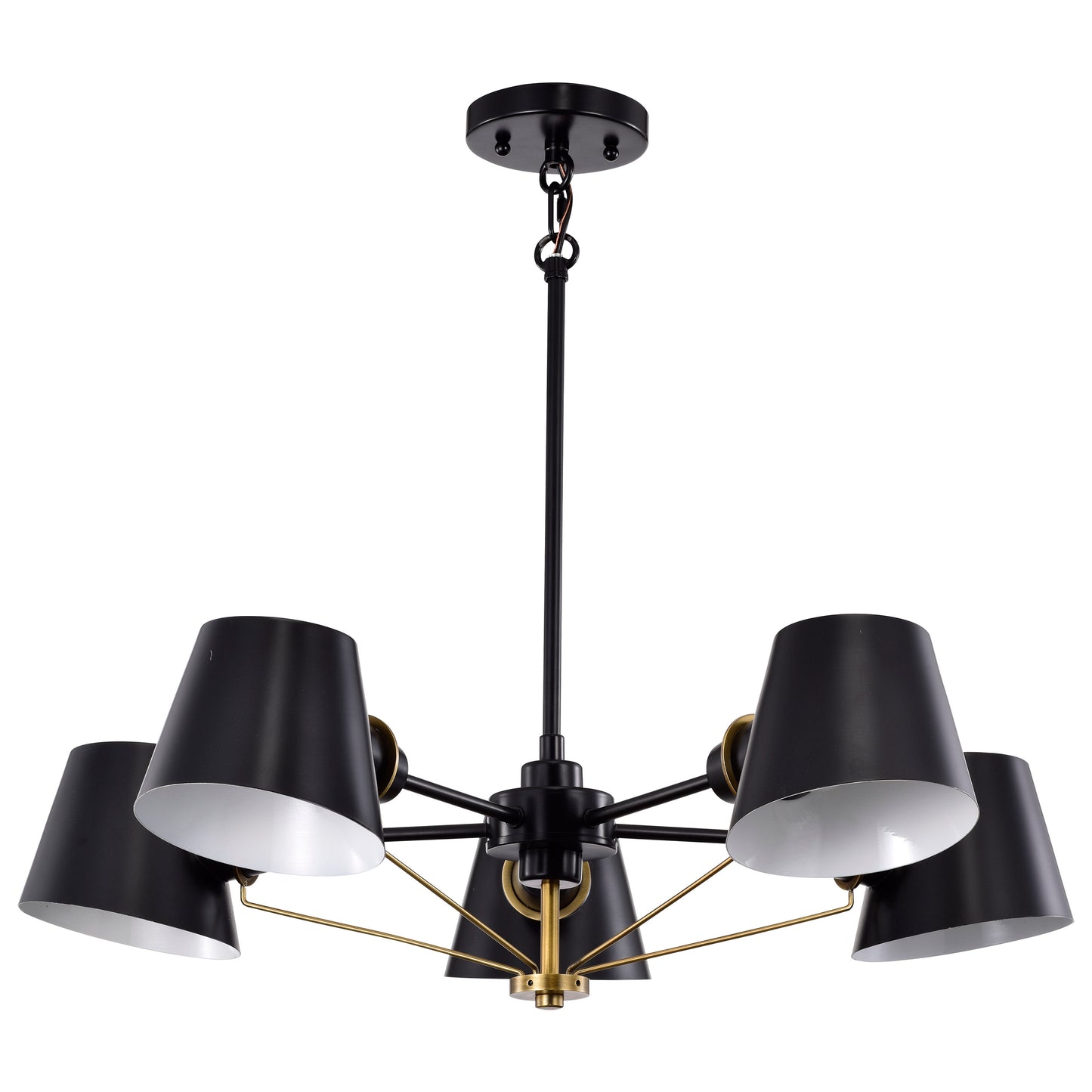 Baxter - 5 Light Chandelier - Black with Burnished Brass