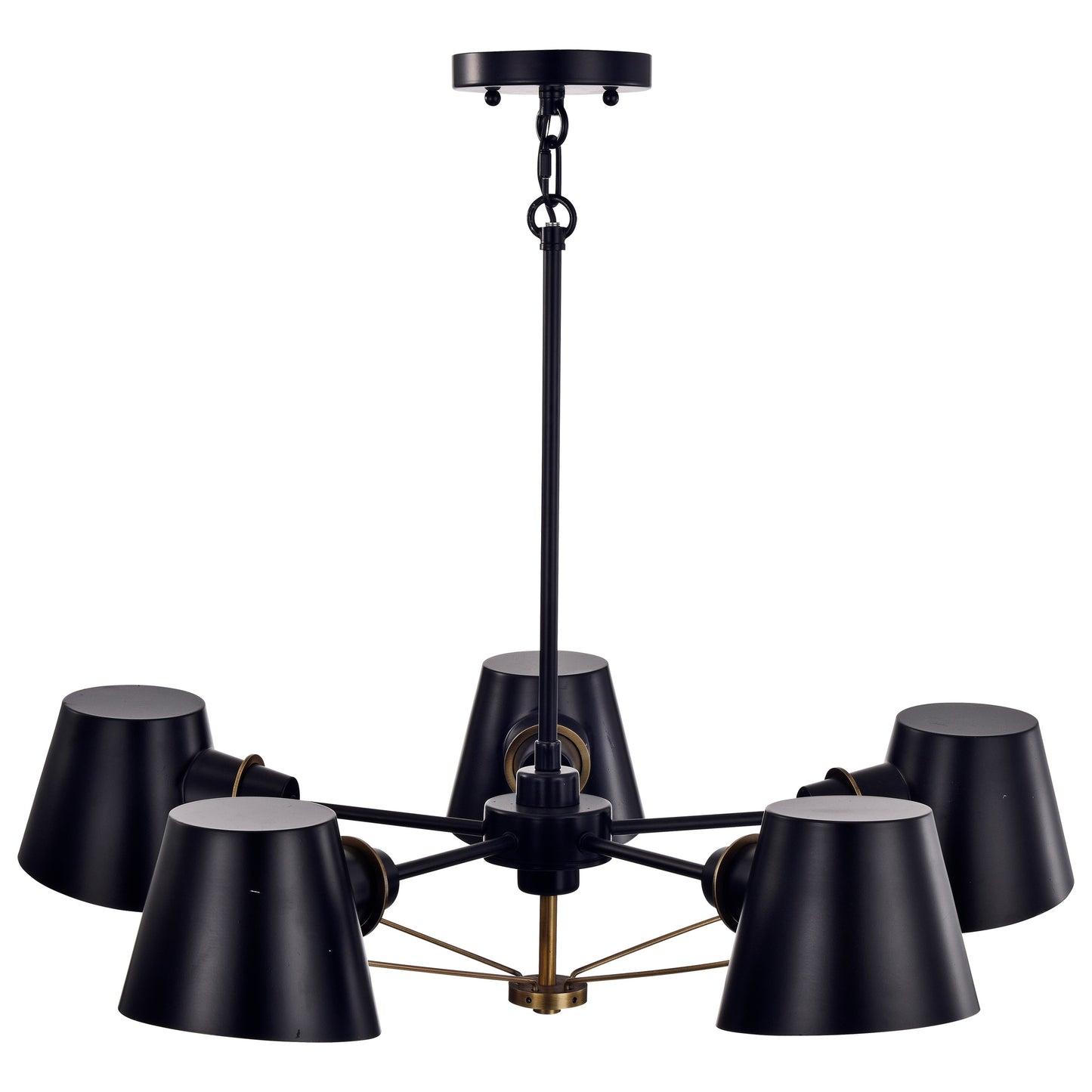 Baxter - 5 Light Chandelier - Black with Burnished Brass