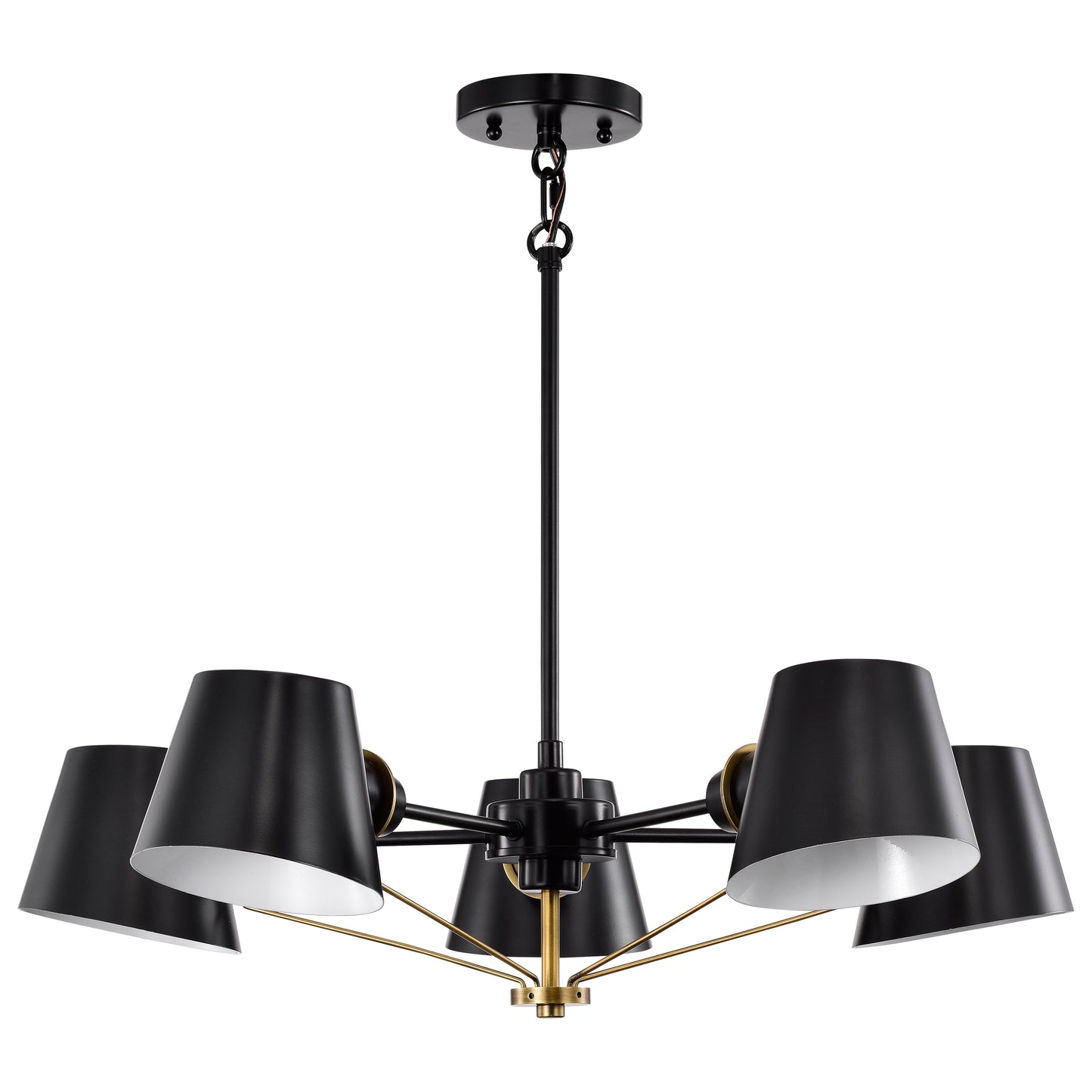 Baxter - 5 Light Chandelier - Black with Burnished Brass