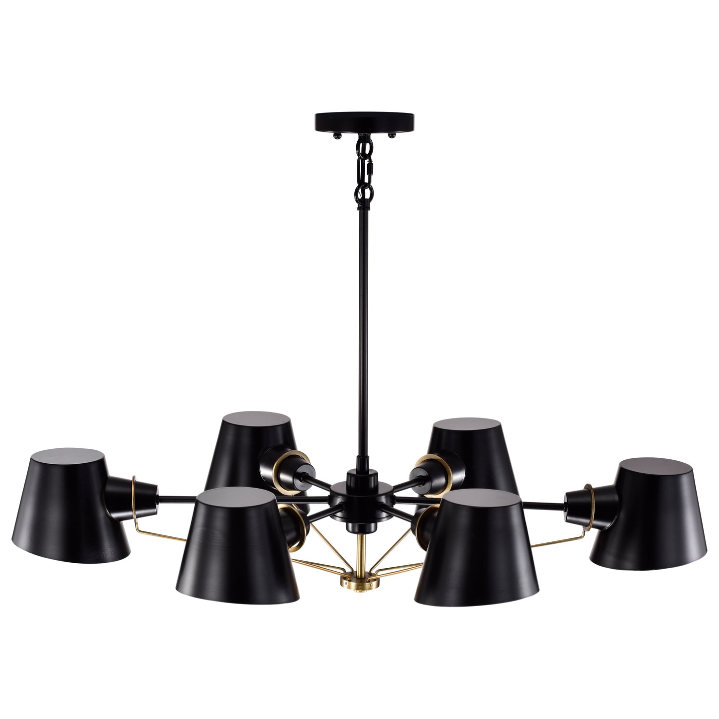 Baxter - 6 Light Oval Chandelier - Black with Burnished Brass
