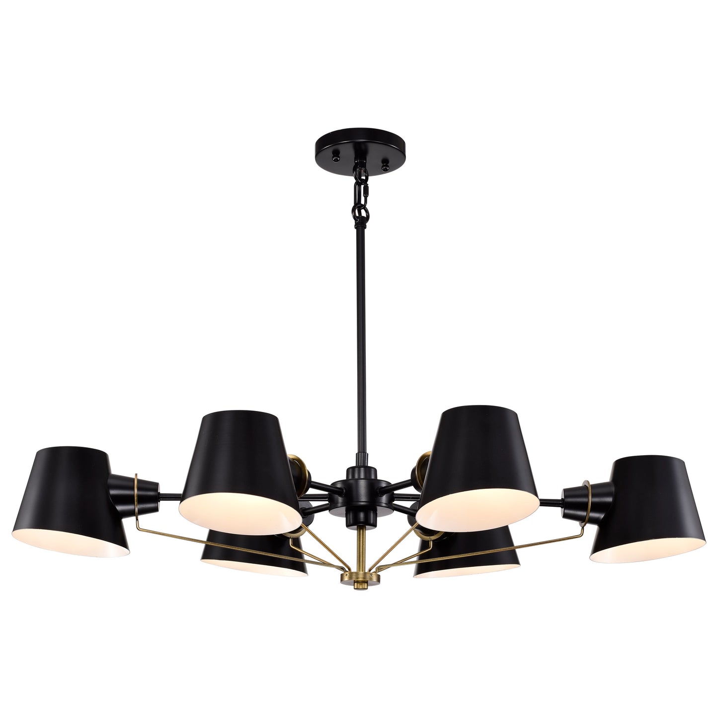 Baxter - 6 Light Oval Chandelier - Black with Burnished Brass