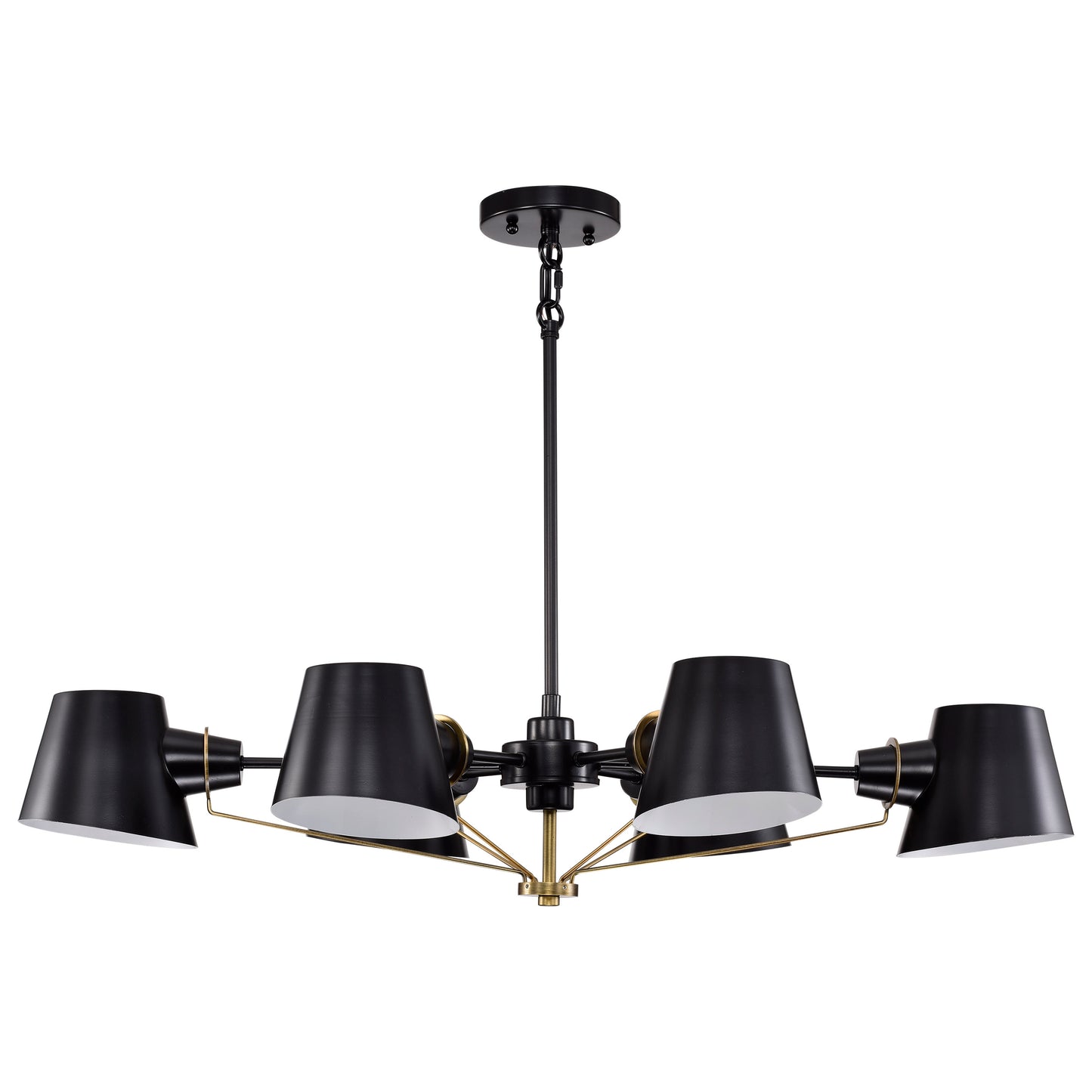 Baxter - 6 Light Oval Chandelier - Black with Burnished Brass