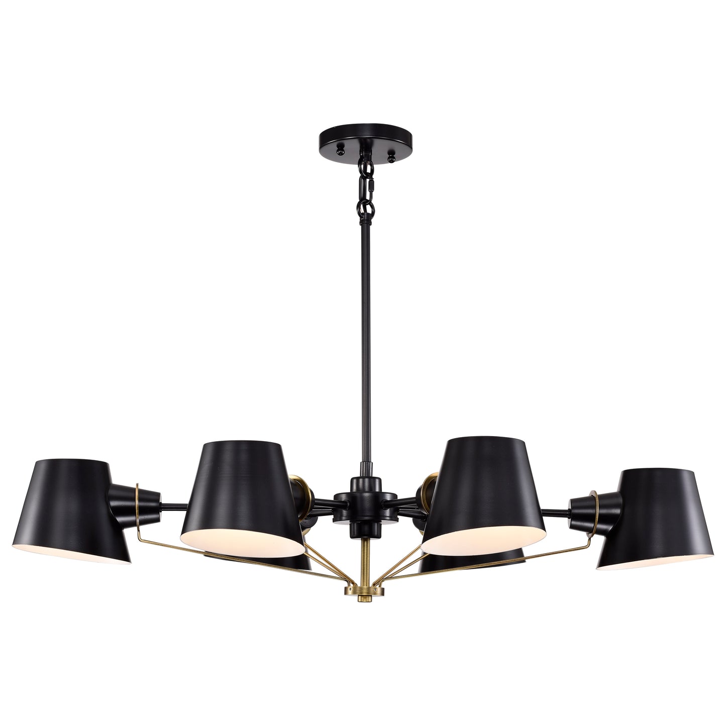 Baxter - 6 Light Oval Chandelier - Black with Burnished Brass