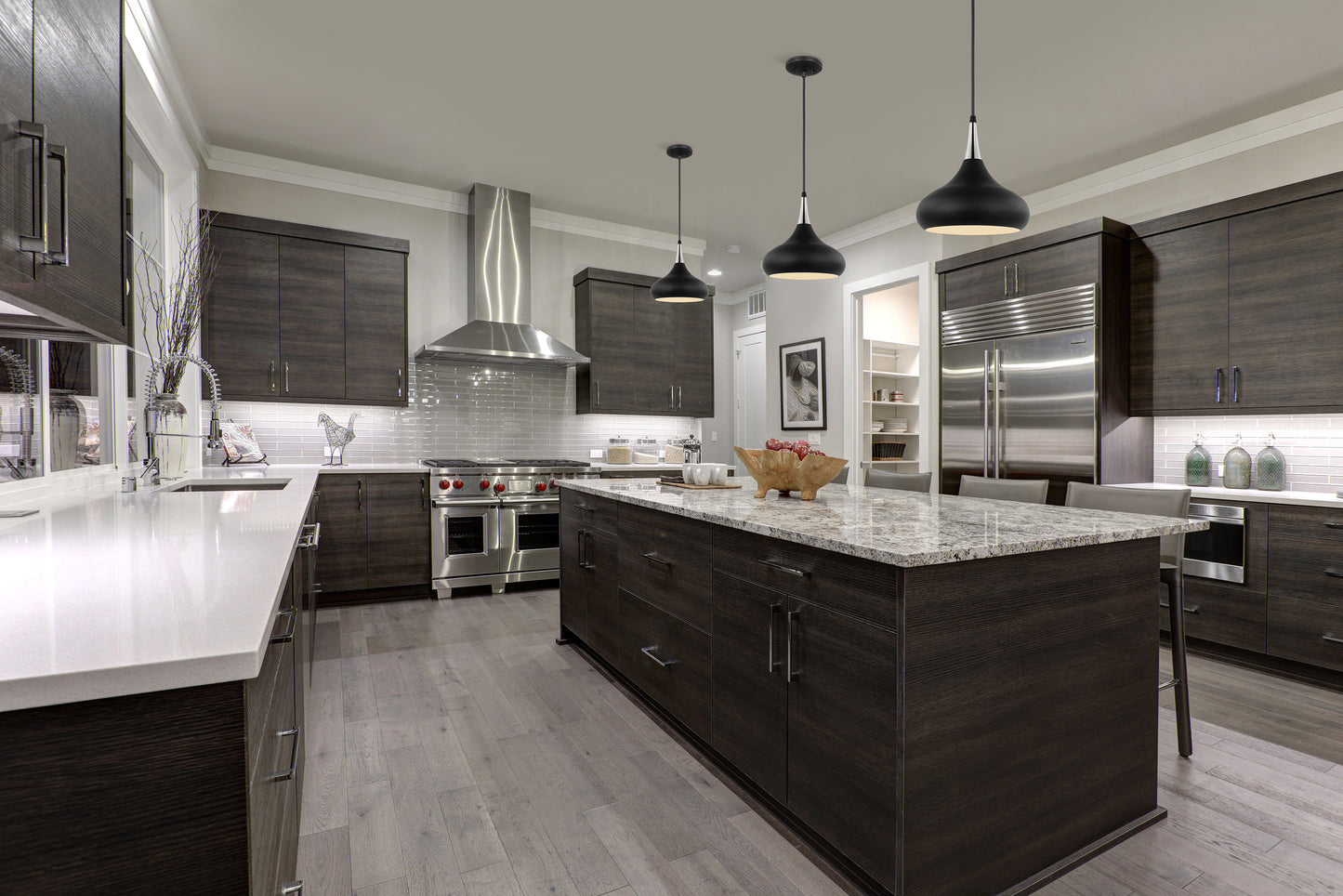 Phoenix - 1 Light Small Pendant with Matte Black - Polished Nickel Finish