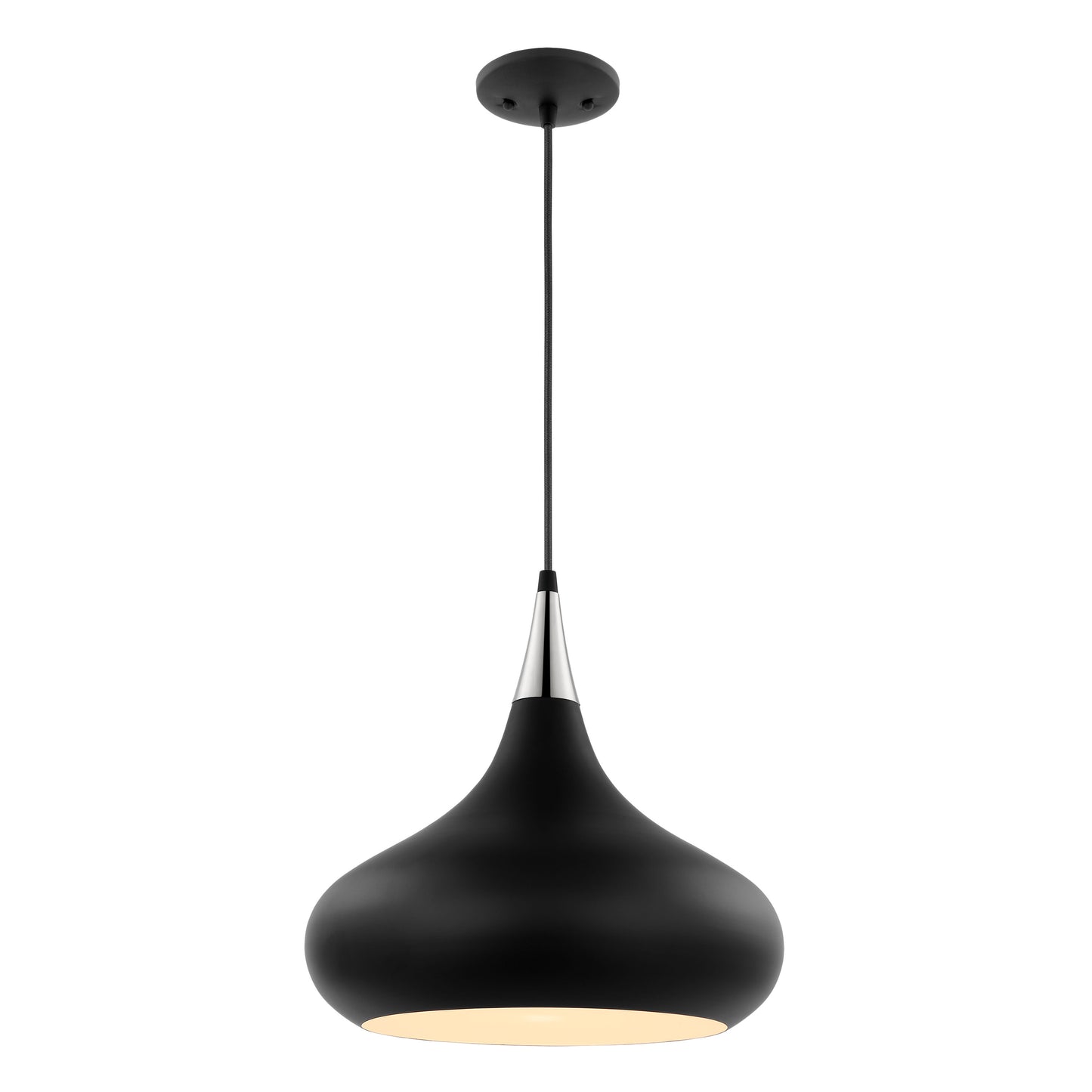 Phoenix - 1 Light Medium Pendant with Matte Black - Polished Nickel Finish