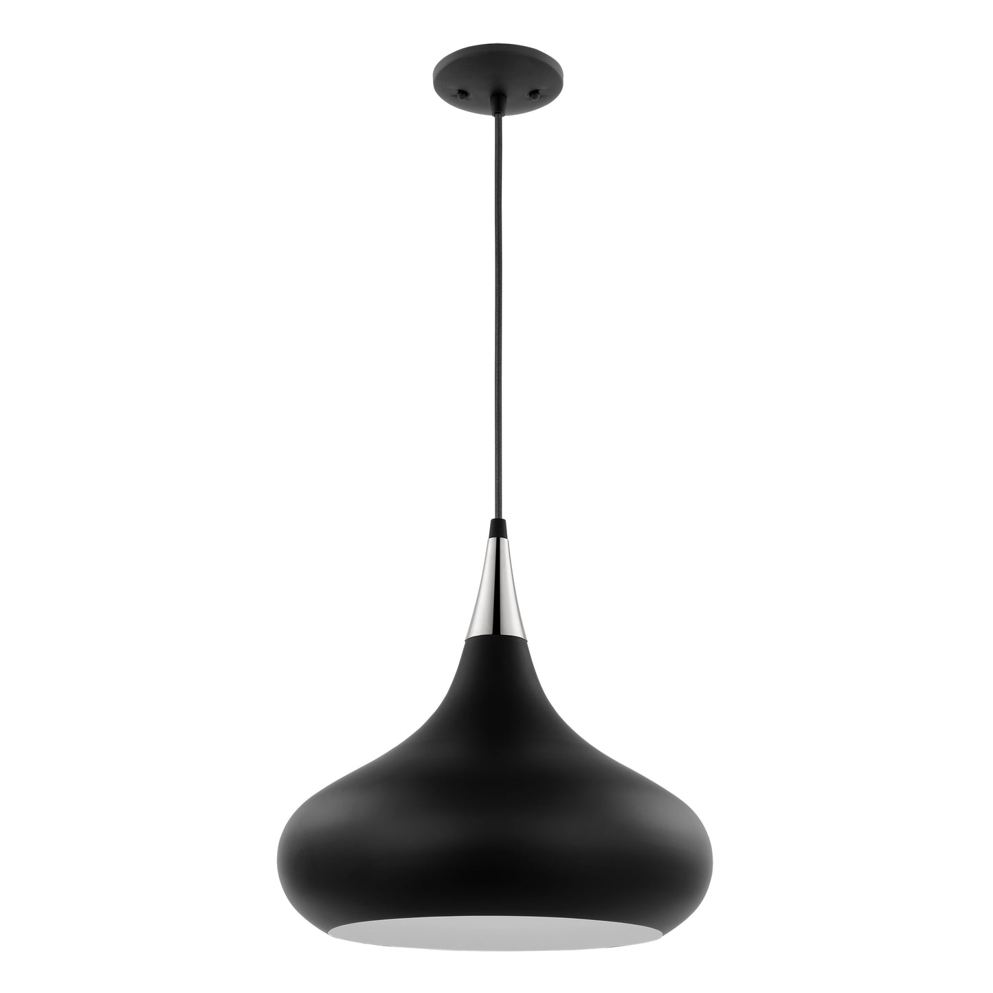 Phoenix - 1 Light Medium Pendant with Matte Black - Polished Nickel Finish