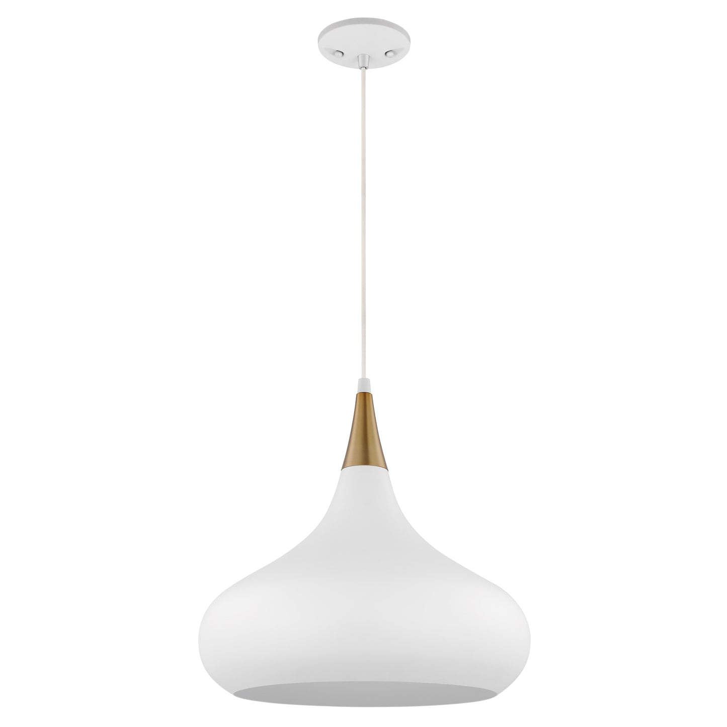 Phoenix - 1 Light Medium Pendant with Matte White - Burnished Brass Finish