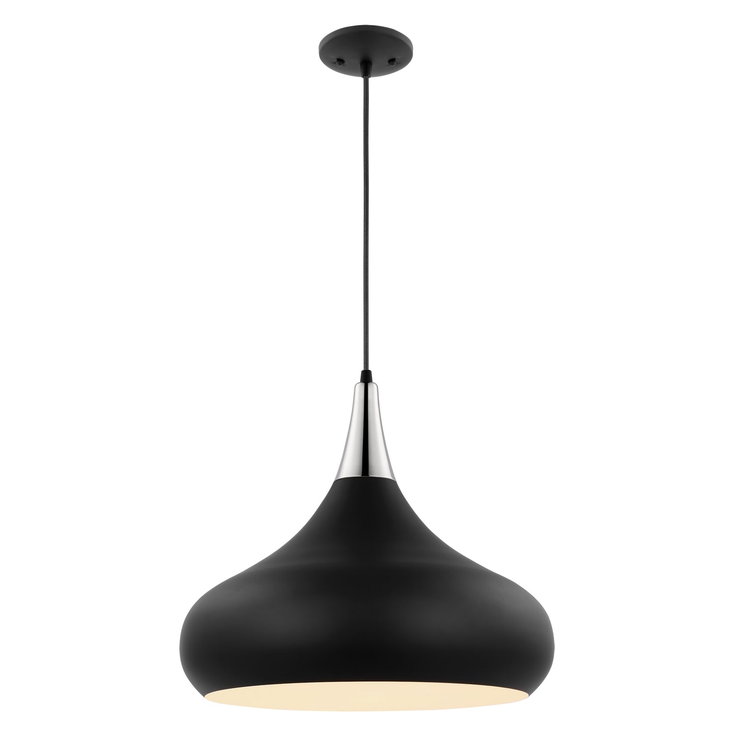 Phoenix - 1 Light - Large Pendant - Matte Black with Polished Nickel