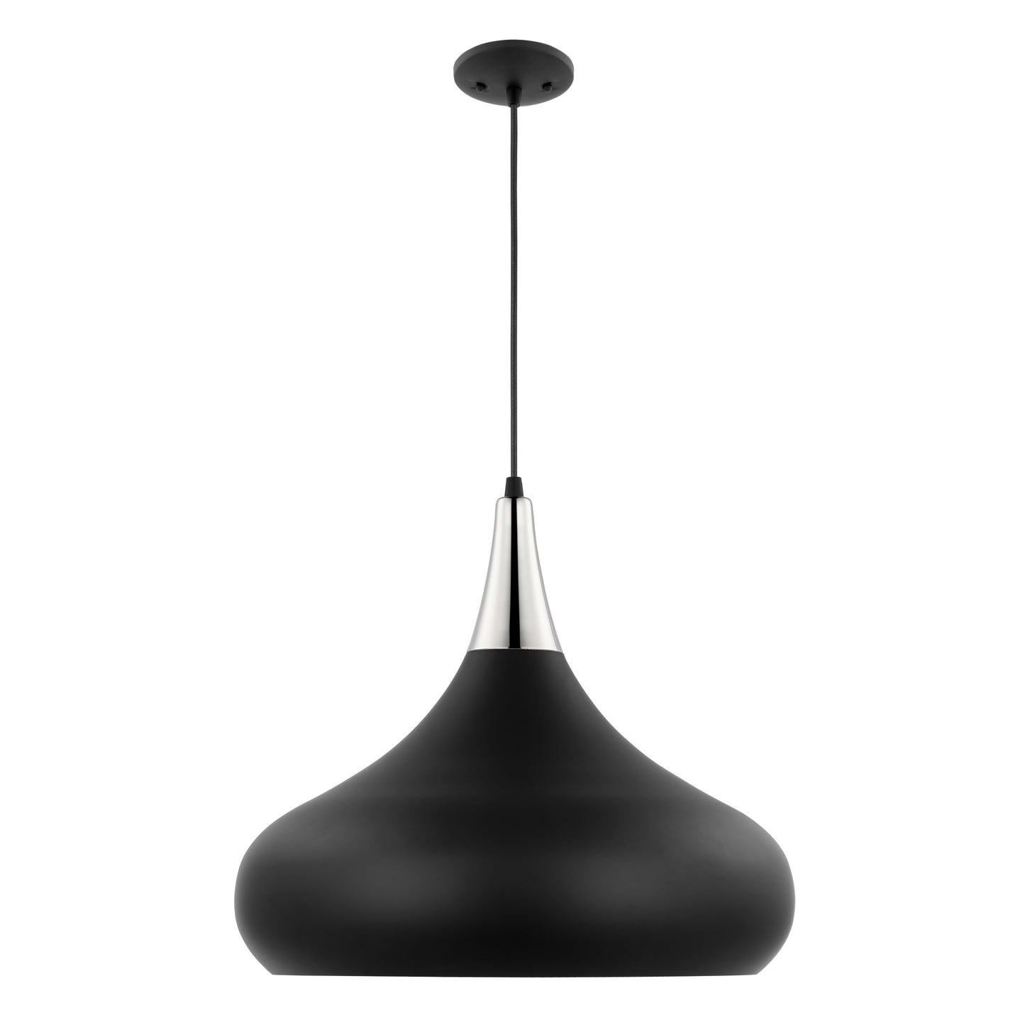 Phoenix - 1 Light - Large Pendant - Matte Black with Polished Nickel