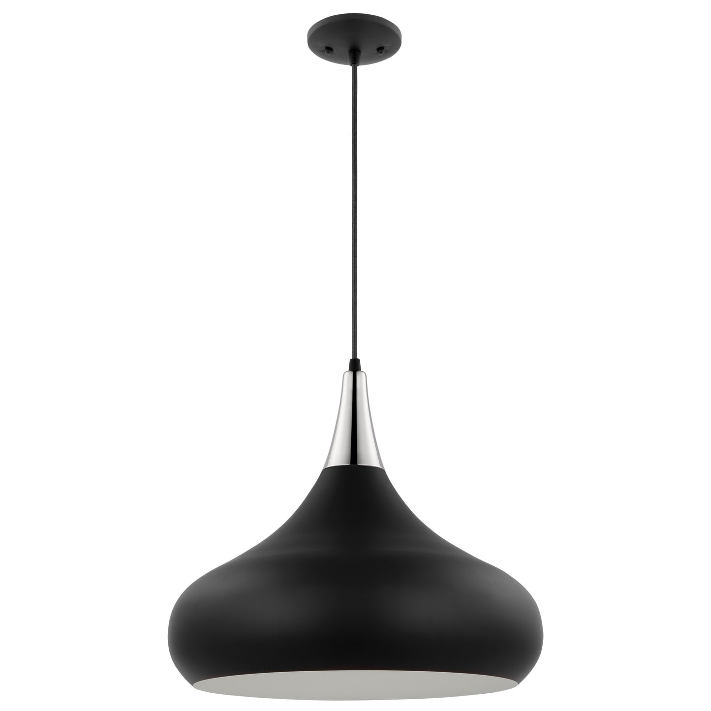 Phoenix - 1 Light - Large Pendant - Matte Black with Polished Nickel