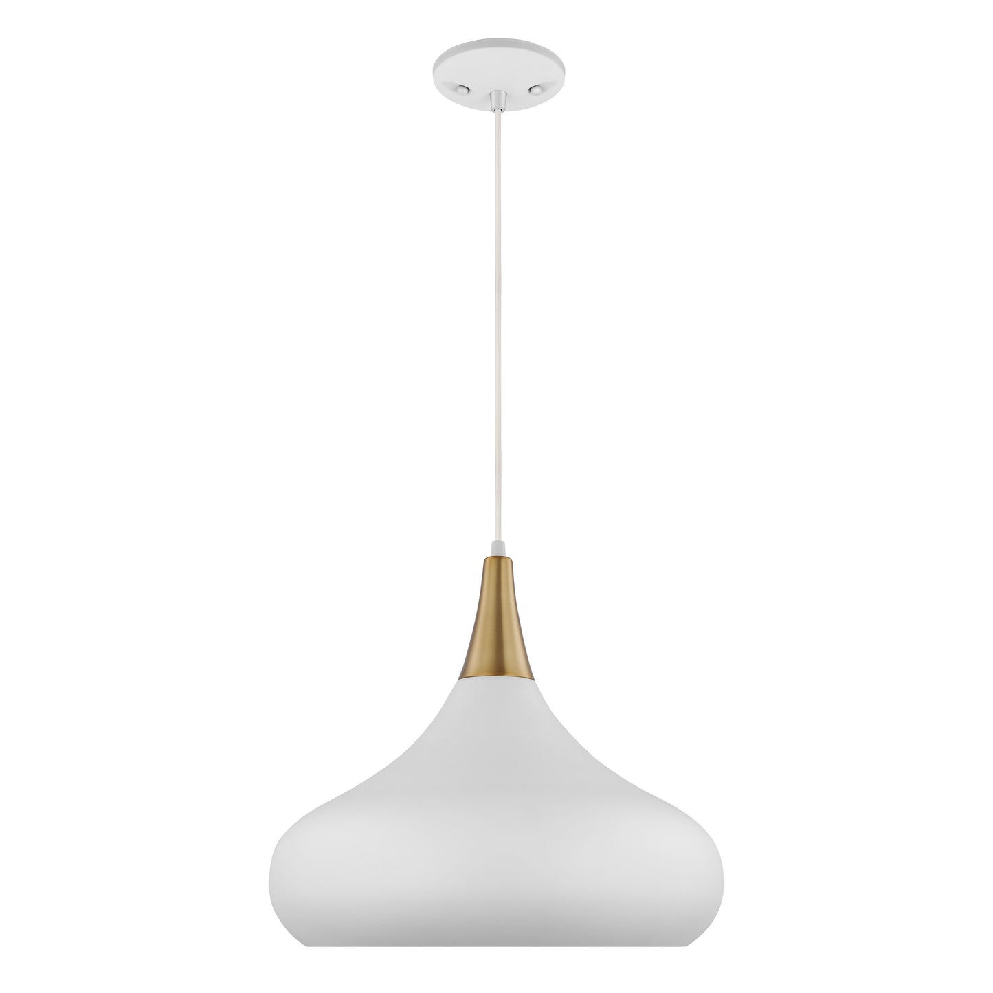 Phoenix - 1 Light - Large Pendant - Matte White with Burnished Brass