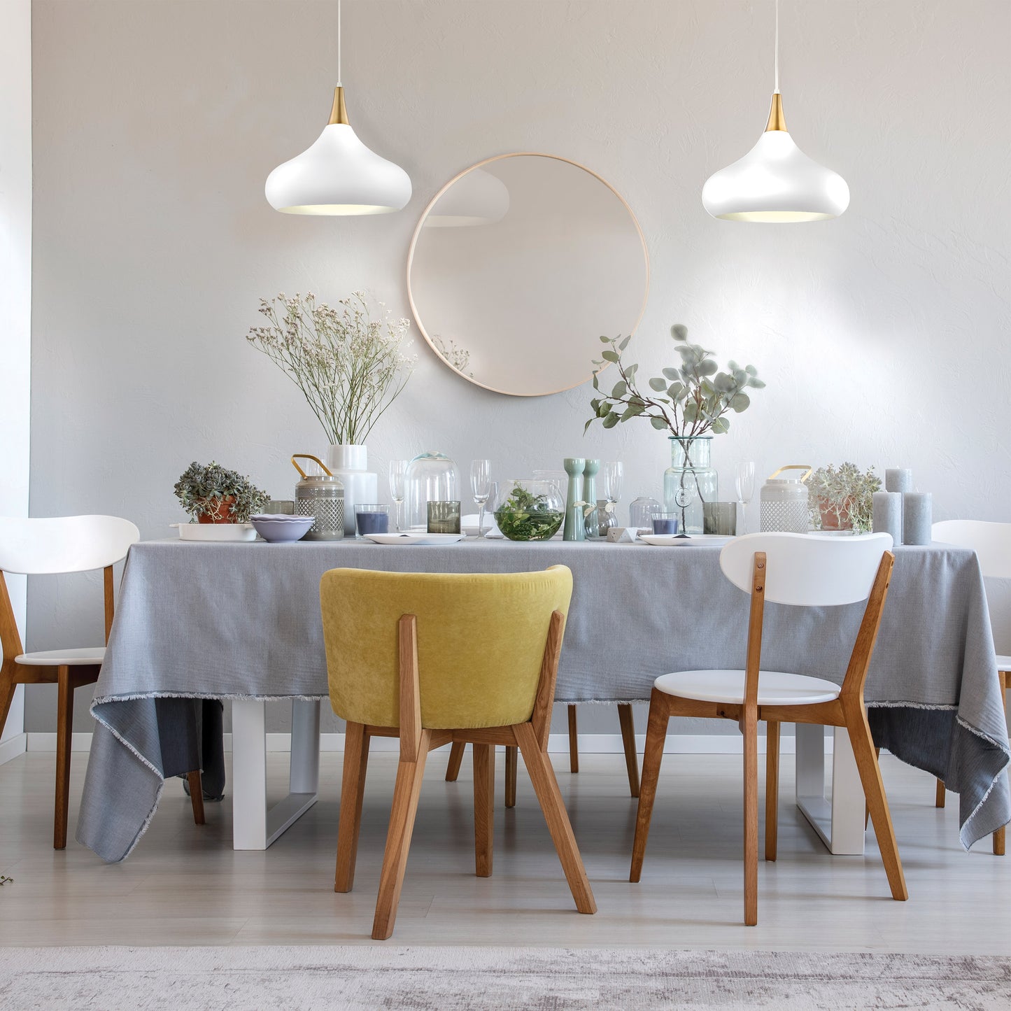 Phoenix - 1 Light - Large Pendant - Matte White with Burnished Brass