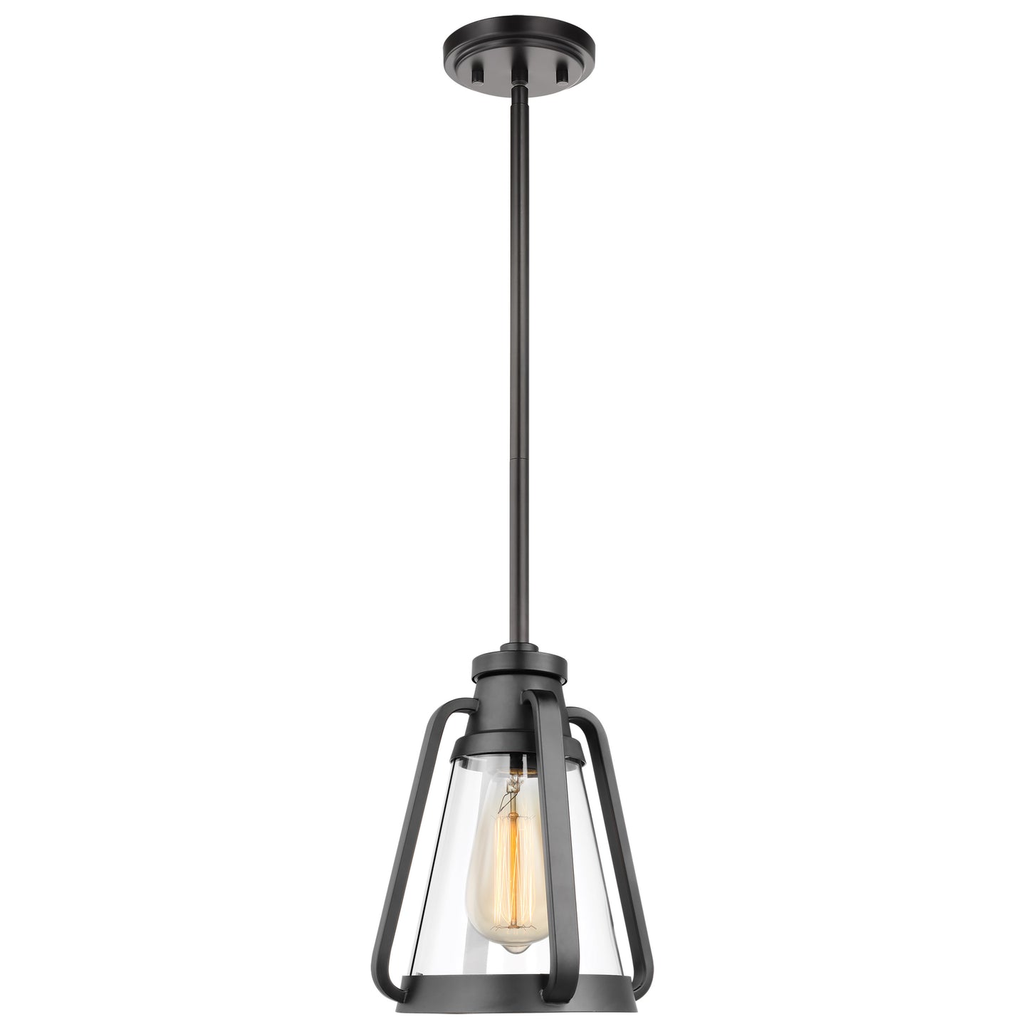 Everett - 1 Light 7" Mini Pendant - Matte Black with Clear Glass