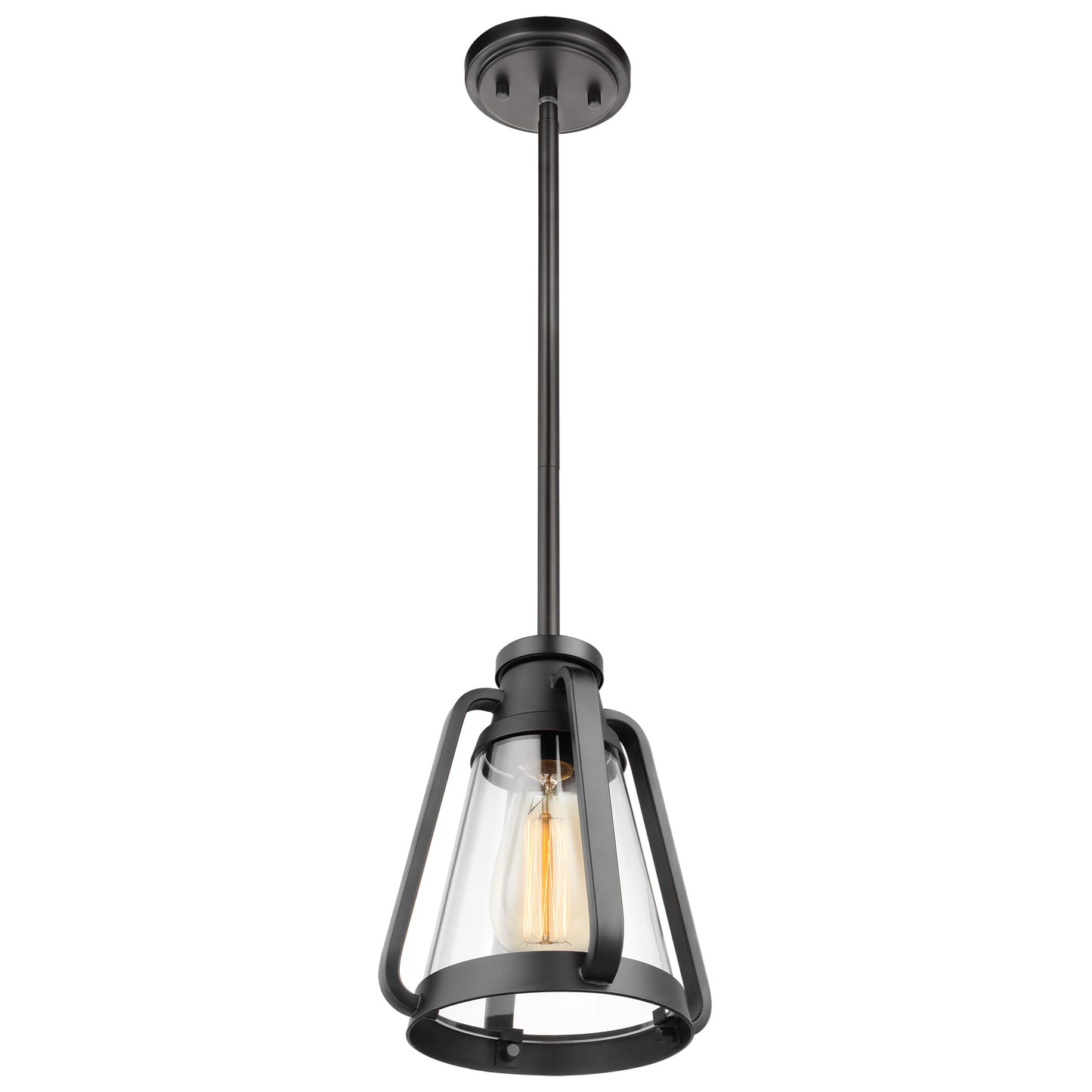 Everett - 1 Light 7" Mini Pendant - Matte Black with Clear Glass