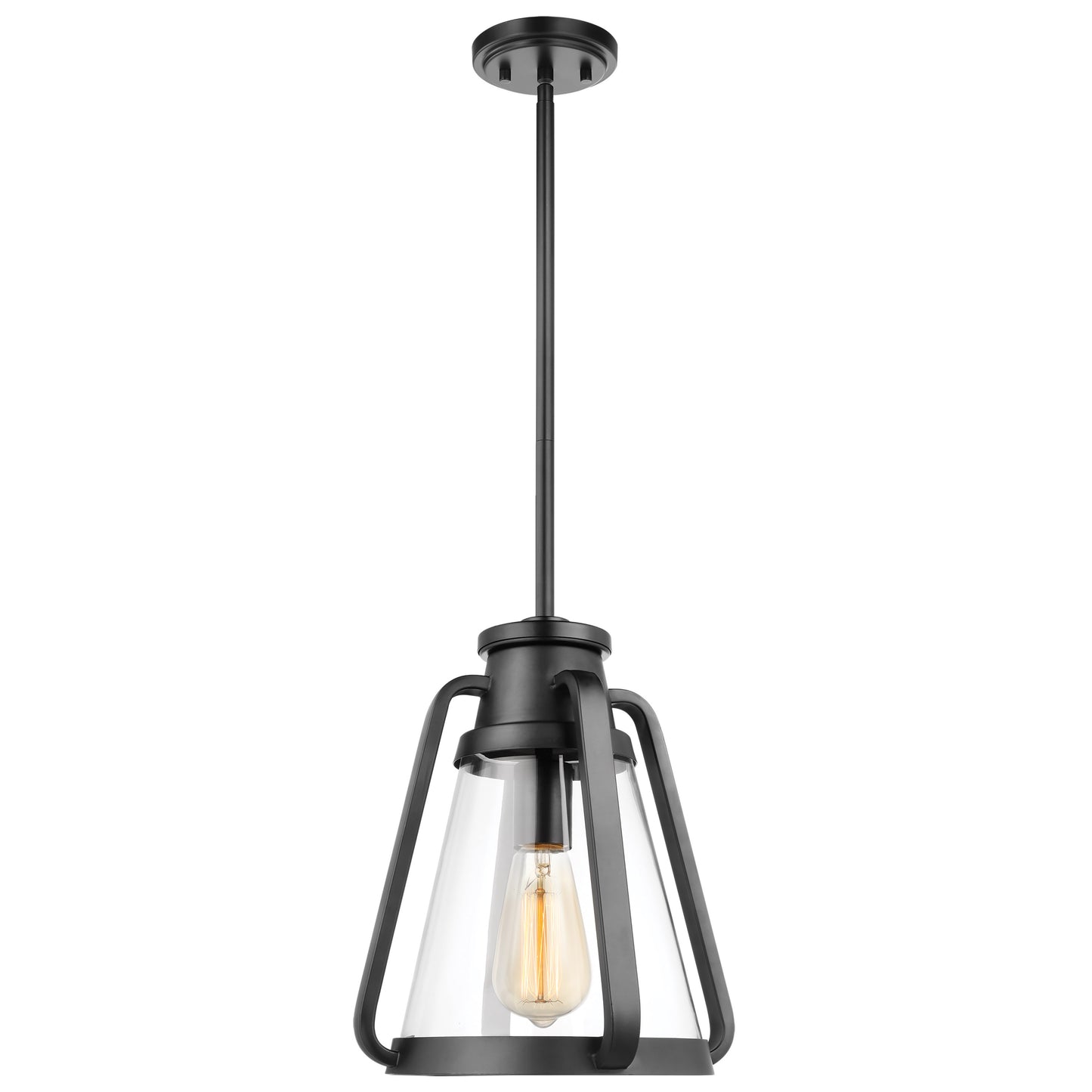 Everett - 1 Light 10" Pendant - Matte Black with Clear Glass