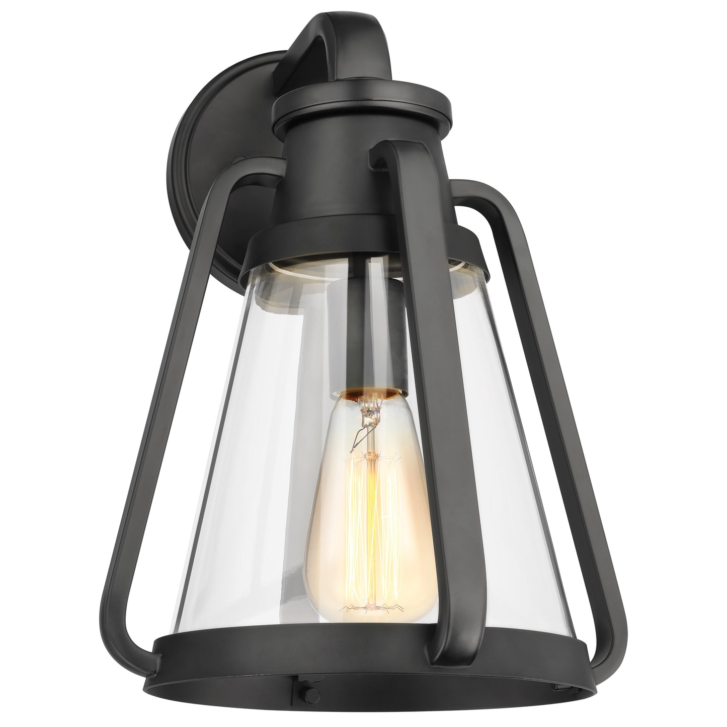 Everett - 1 Light Large Wall Scone - Matte Black with Clear Glass