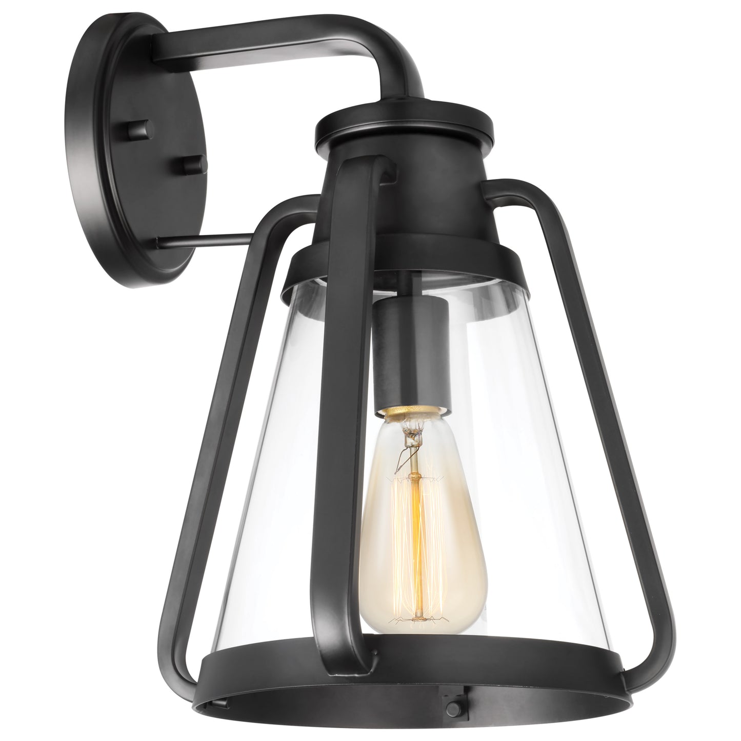 Everett - 1 Light Large Wall Scone - Matte Black with Clear Glass