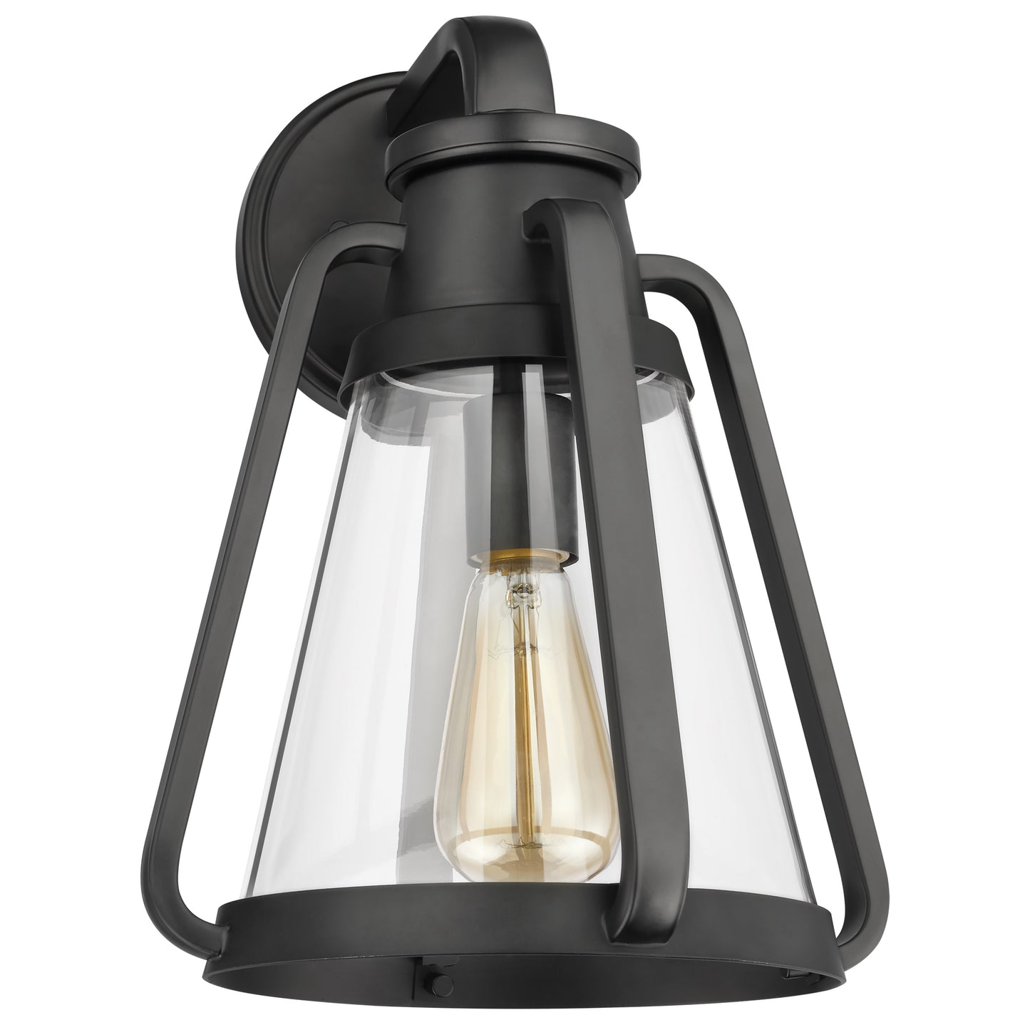 Everett - 1 Light Large Wall Scone - Matte Black with Clear Glass