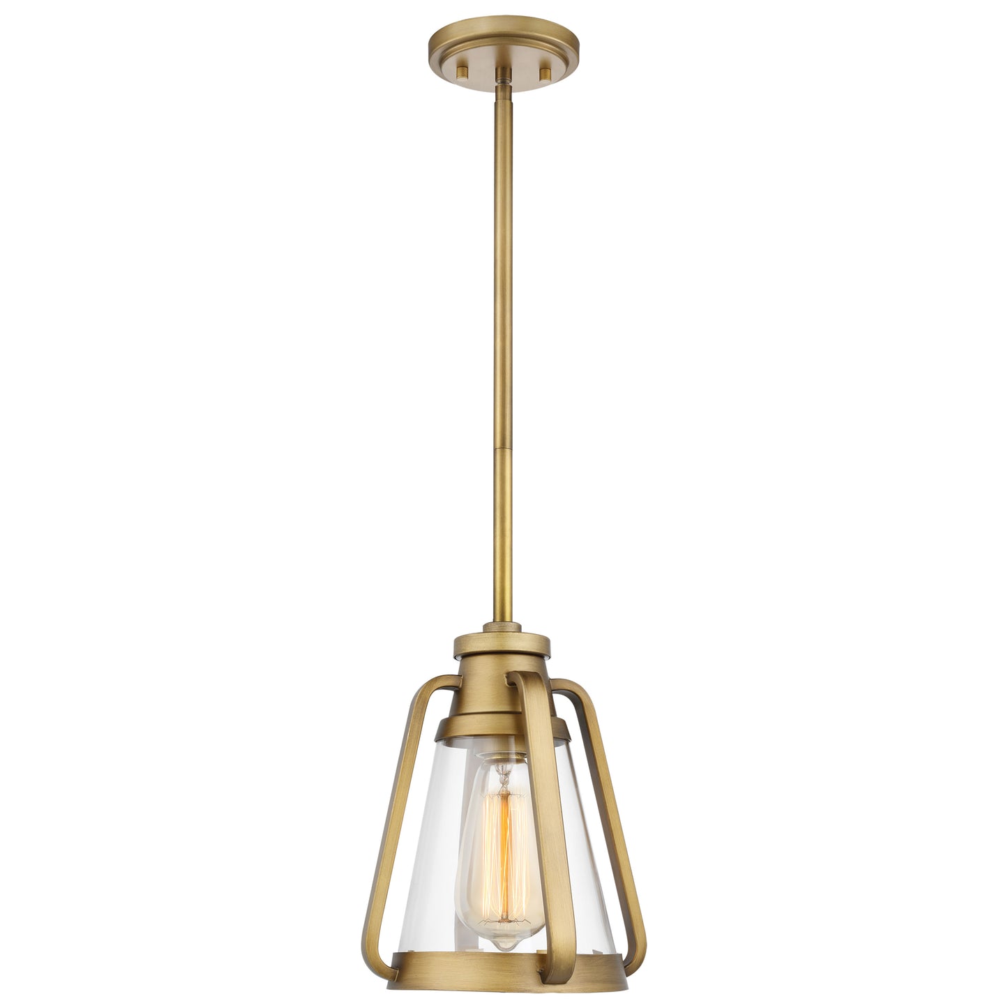 Everett - 1 Light 7" Mini Pendant - Natural Brass with Clear Glass