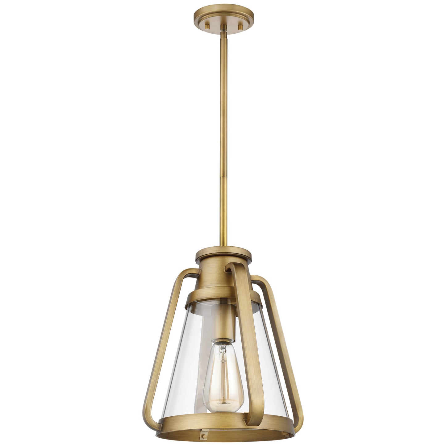 Everett - 1 Light 10" Pendant - Natural Brass with Clear Glass