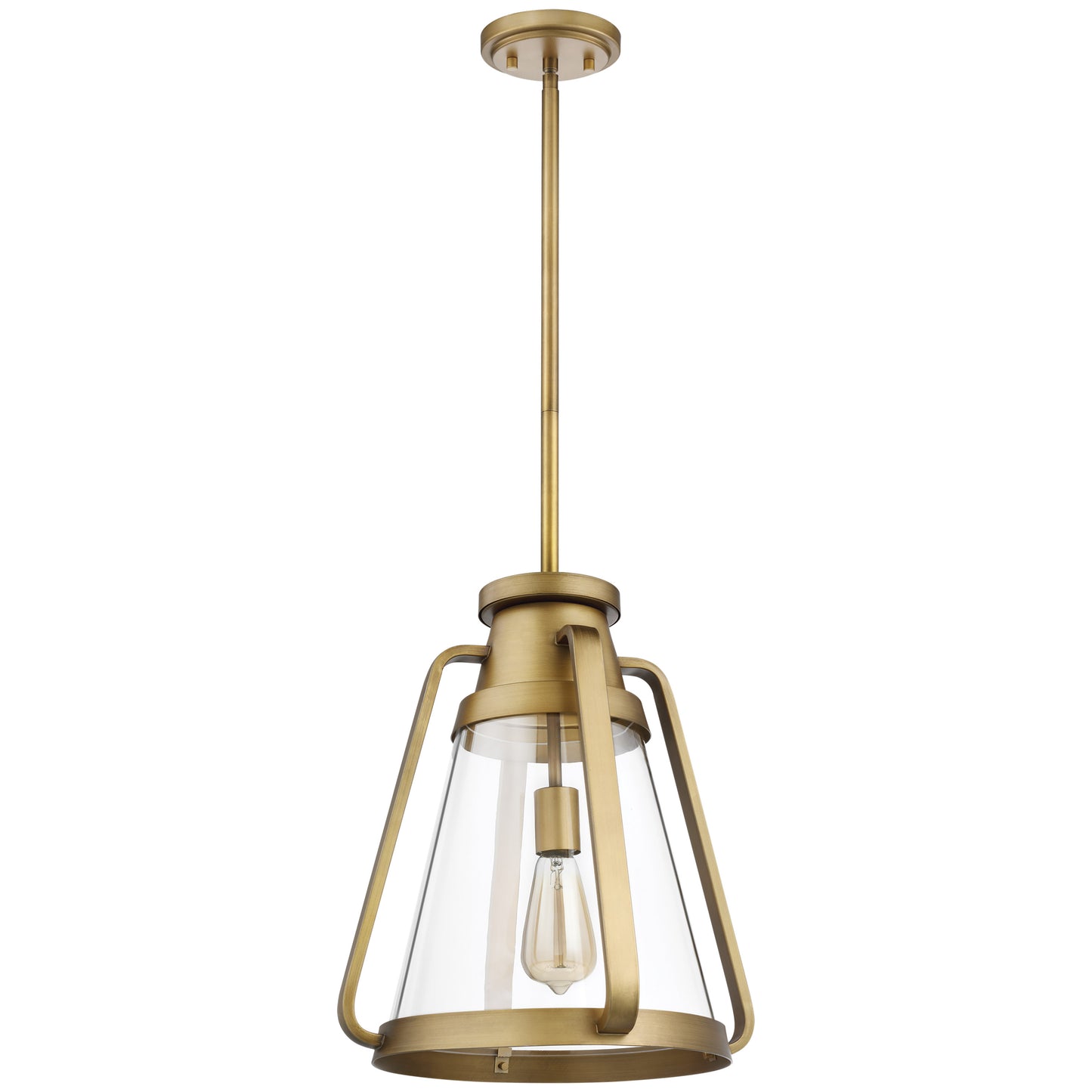 Everett - 1 Light 14" Pendant with Natural Brass with Clear Glass
