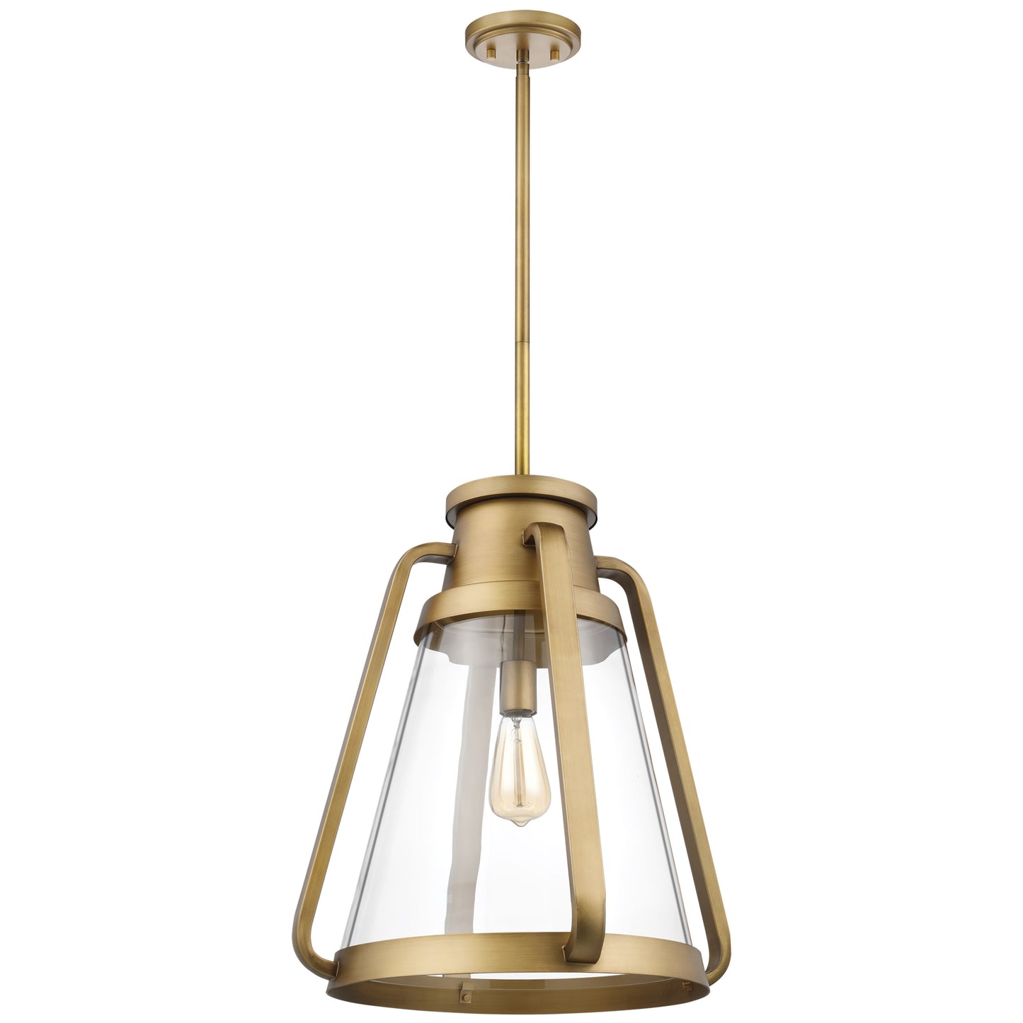 Everett - 1 Light 18 Inch Pendant - Natural Brass with Clear Glass