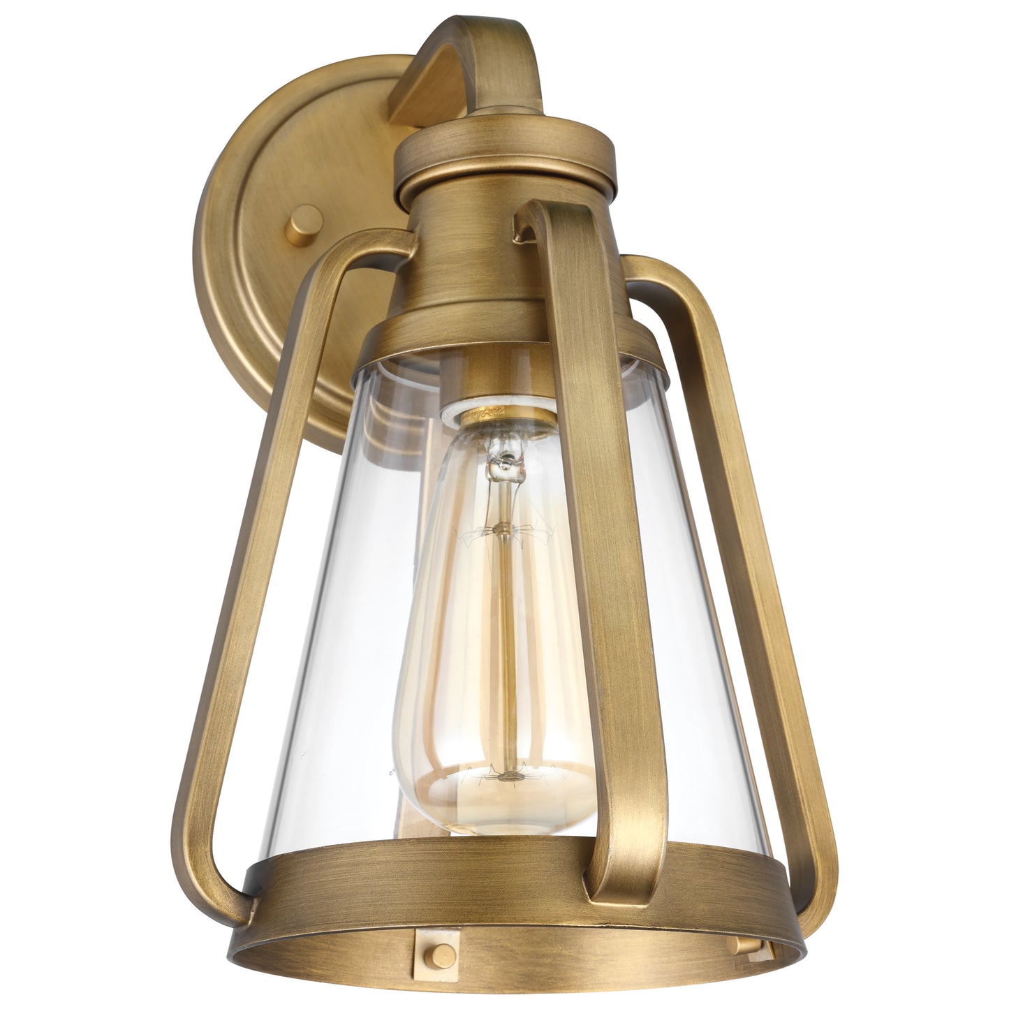 Everett - 1 Light - Small Wall Sconce - Natural Brass with Clear Glass