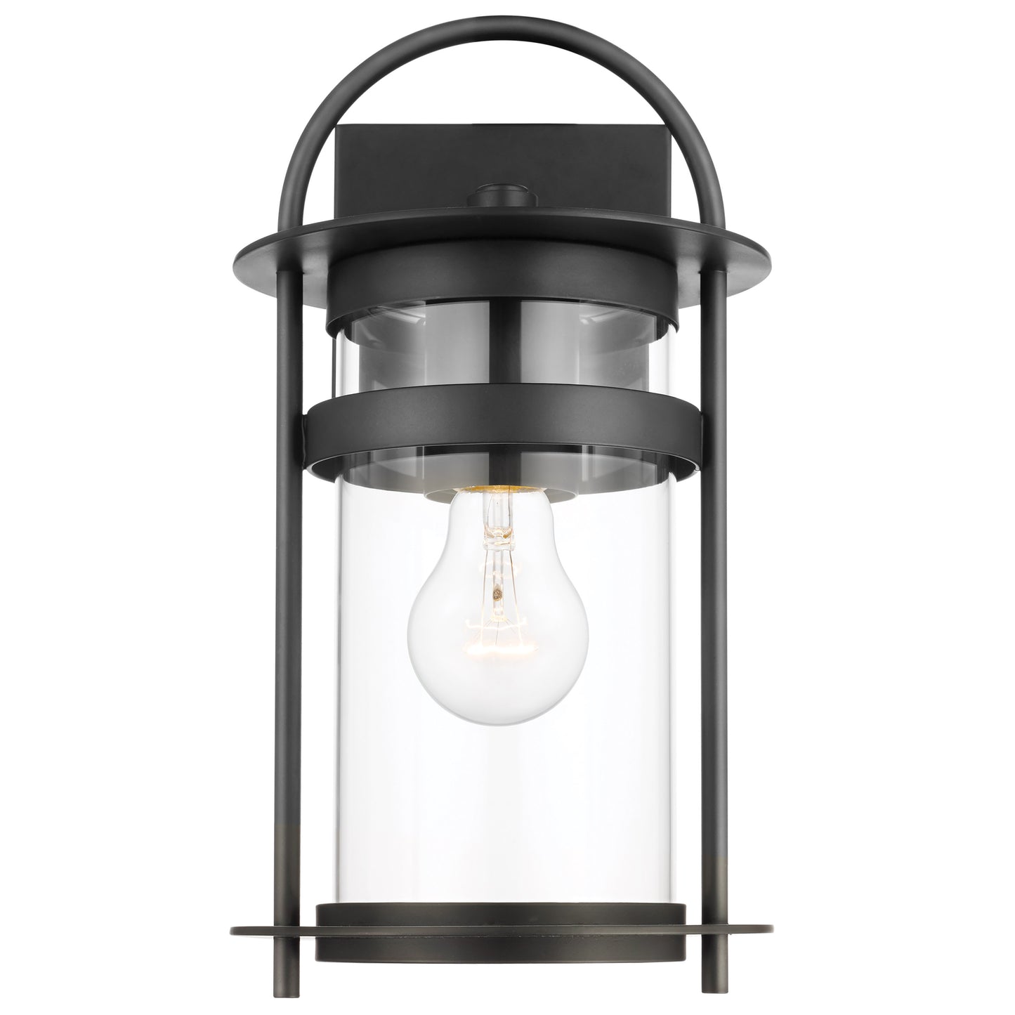 Bracer - 1 Light Medium Outdoor Wall Lantern with Clear Glass - Matte Black Finish