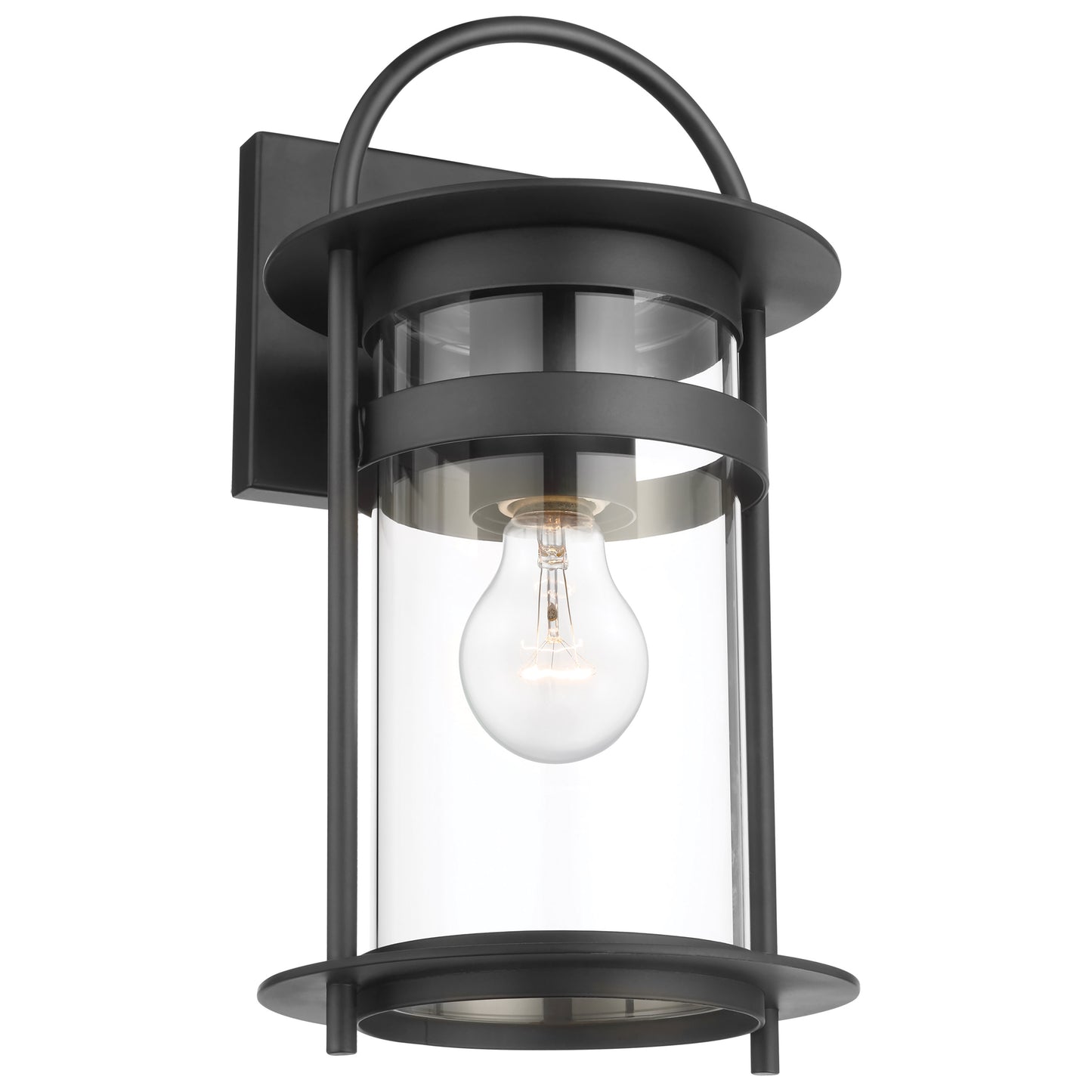 Bracer - 1 Light Medium Outdoor Wall Lantern with Clear Glass - Matte Black Finish