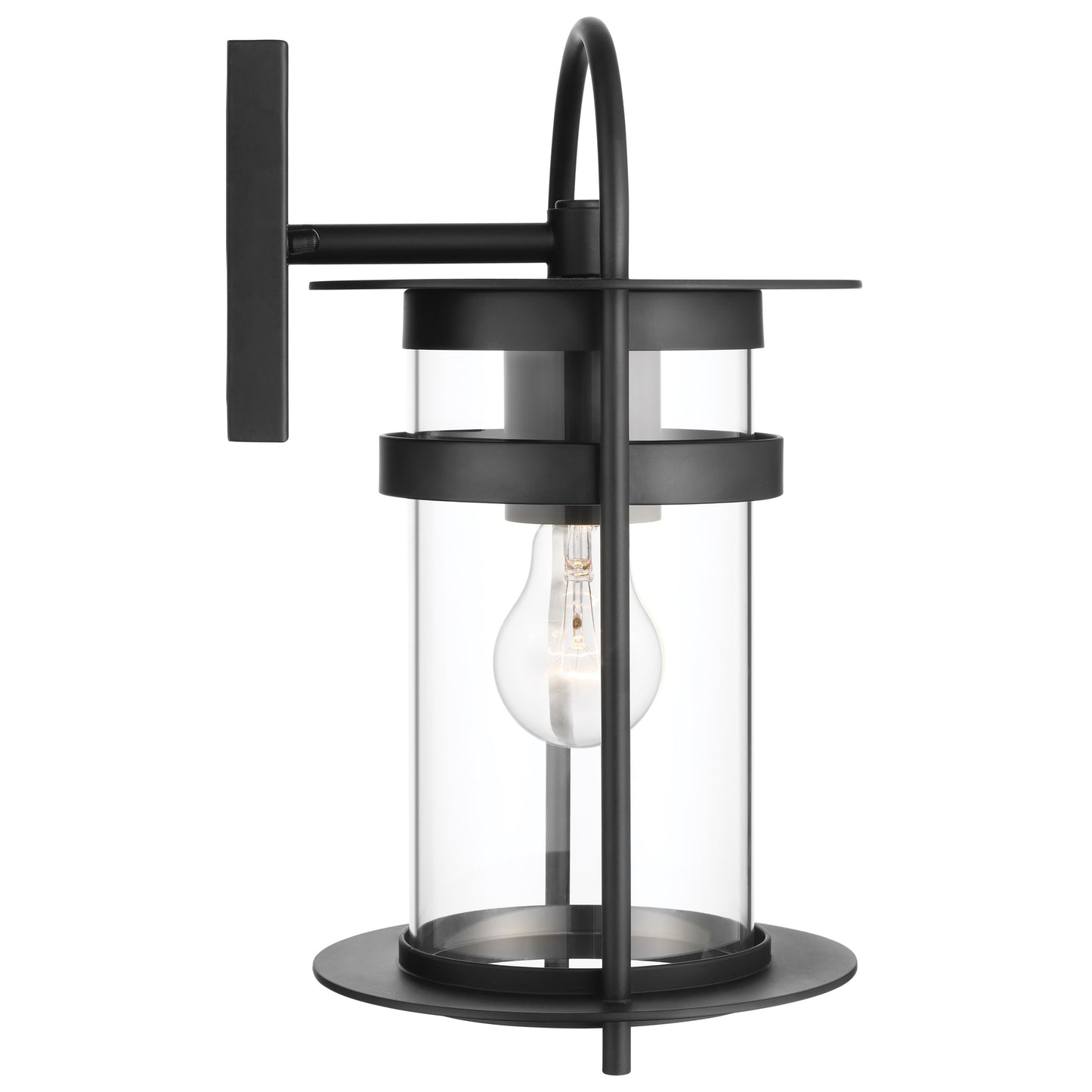 Bracer - 1 Light Medium Outdoor Wall Lantern with Clear Glass - Matte Black Finish