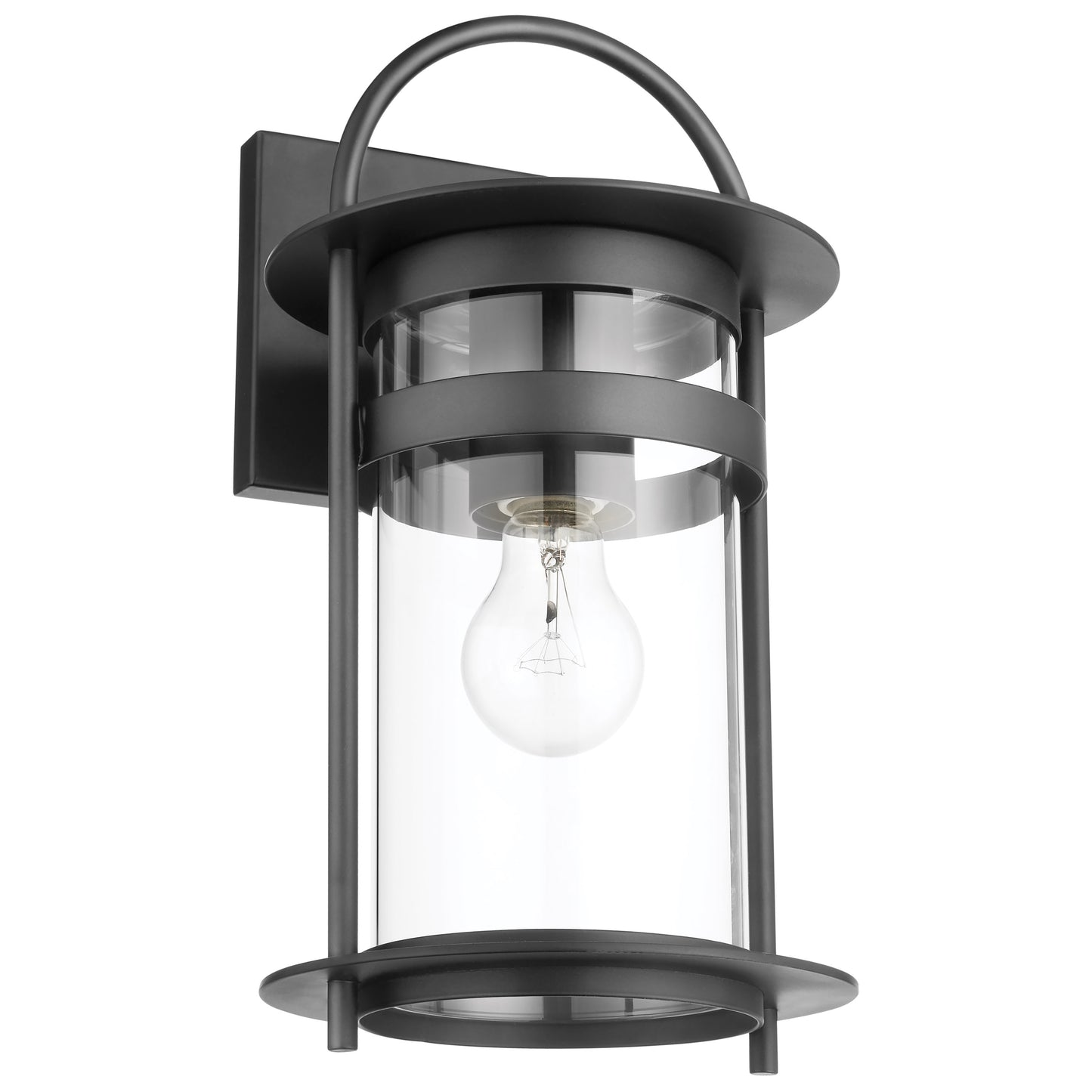 Bracer - 1 Light Medium Outdoor Wall Lantern with Clear Glass - Matte Black Finish